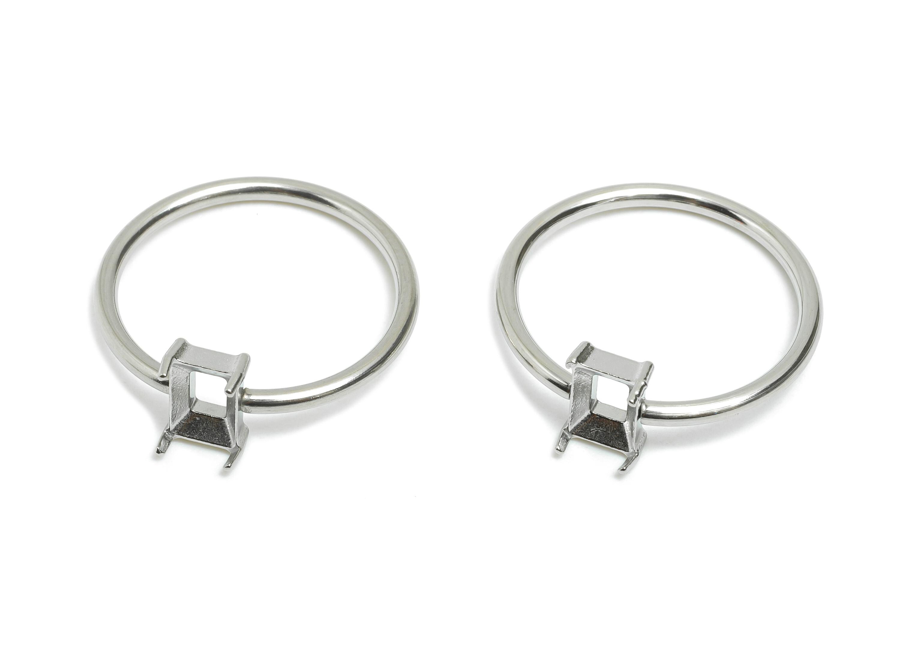 4x6mm Rectangle Setting Ring - Prong Ring Settings - Ring Inner Size #6/16.6mm - Gemstone Holder Cabochon Ring Base - 21x19x1.5mm - SS1549-6 - DOMEDBAZAAR