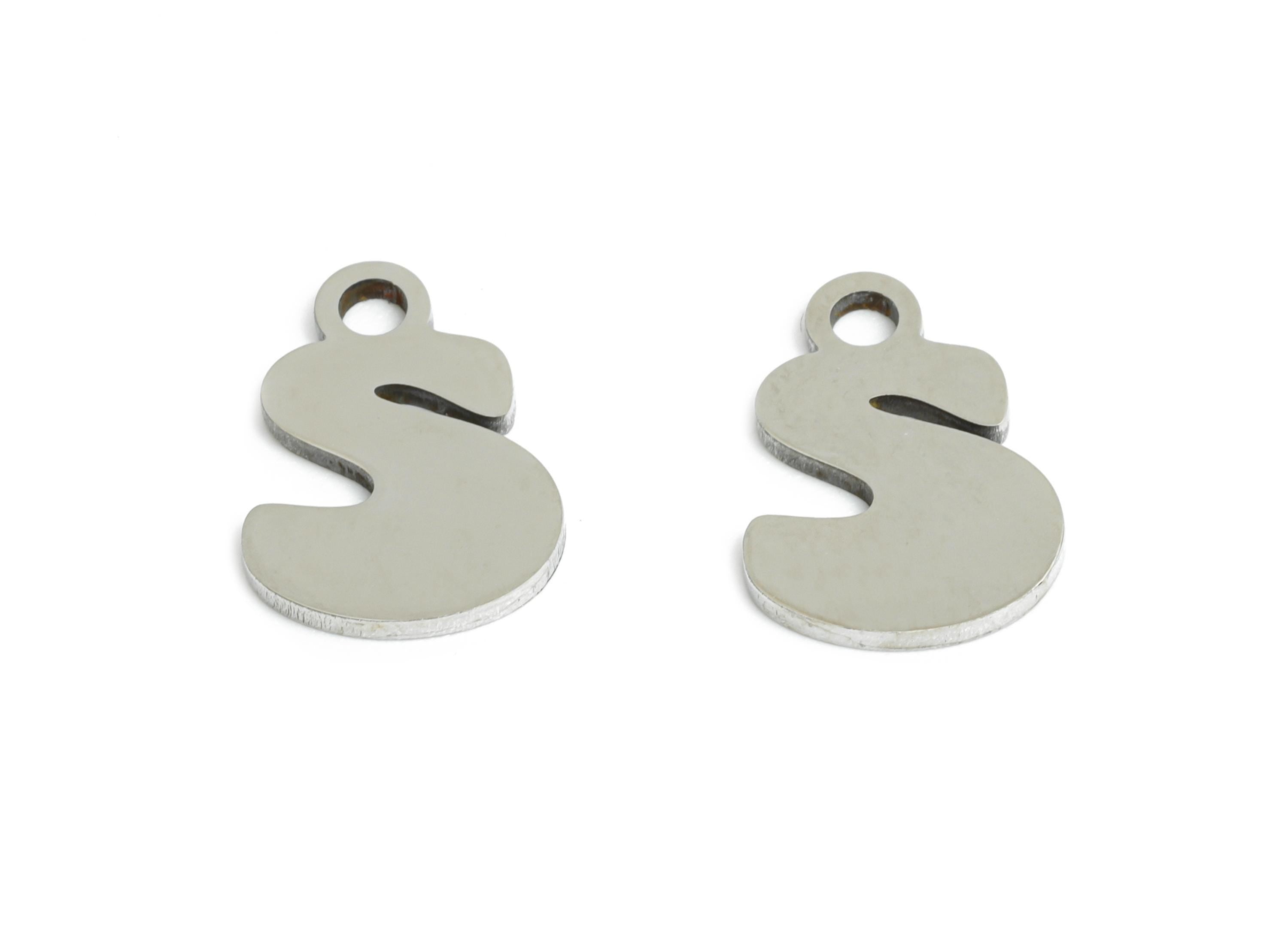Steel Letter S Charms - Personalized Initial Pendant for Bracelet - Unique Name Jewelry - Stylish Statement DIY - 11.8x8.64x0.98mm - SS2401 - DOMEDBAZAAR