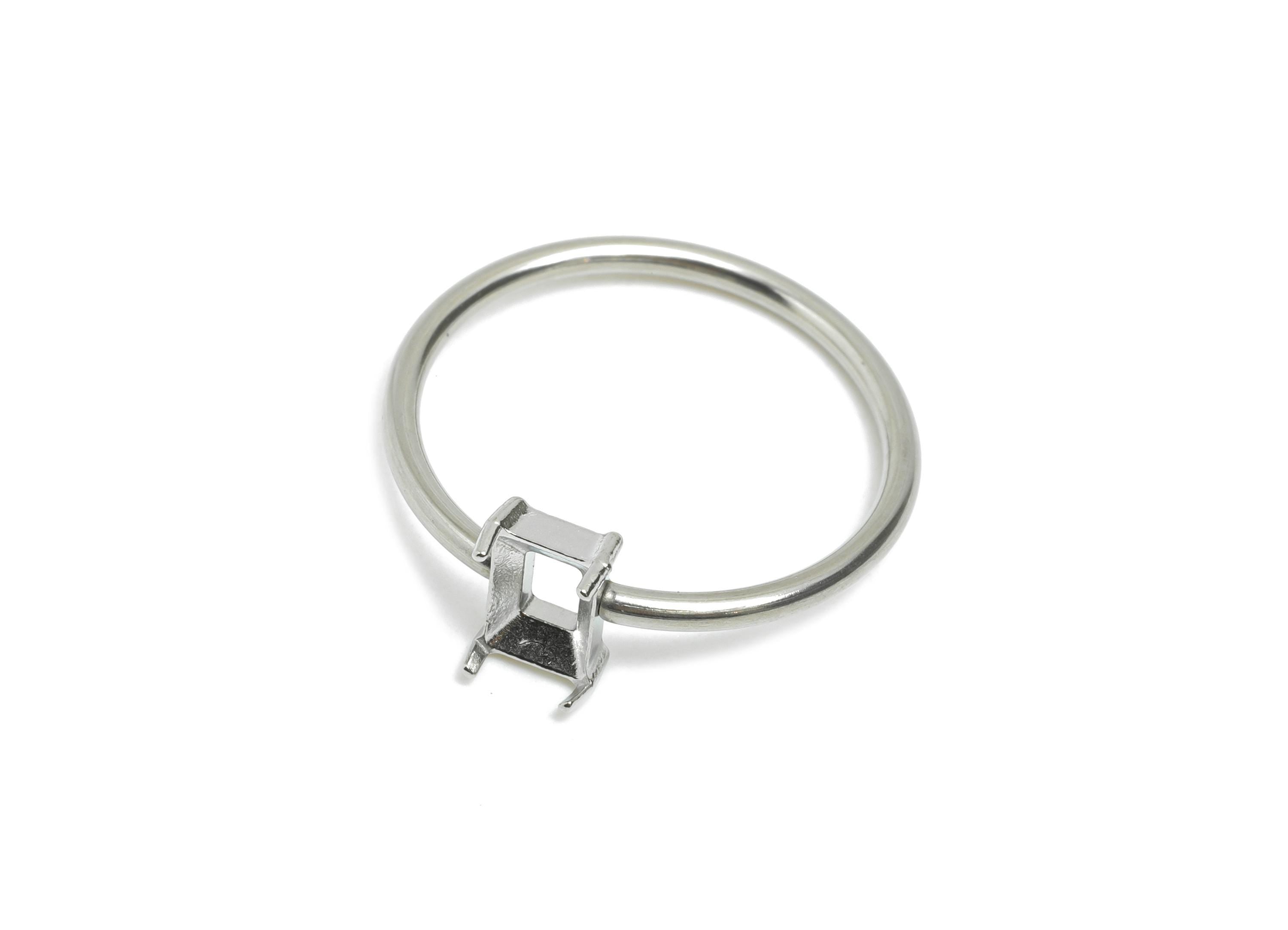 4x6mm Rectangle Setting Ring - Prong Ring Settings - Ring Inner Size #7/17.3mm - Gemstone Holder Cabochon Ring Base - 22x20x1.5mm - SS1549-7 - DOMEDBAZAAR