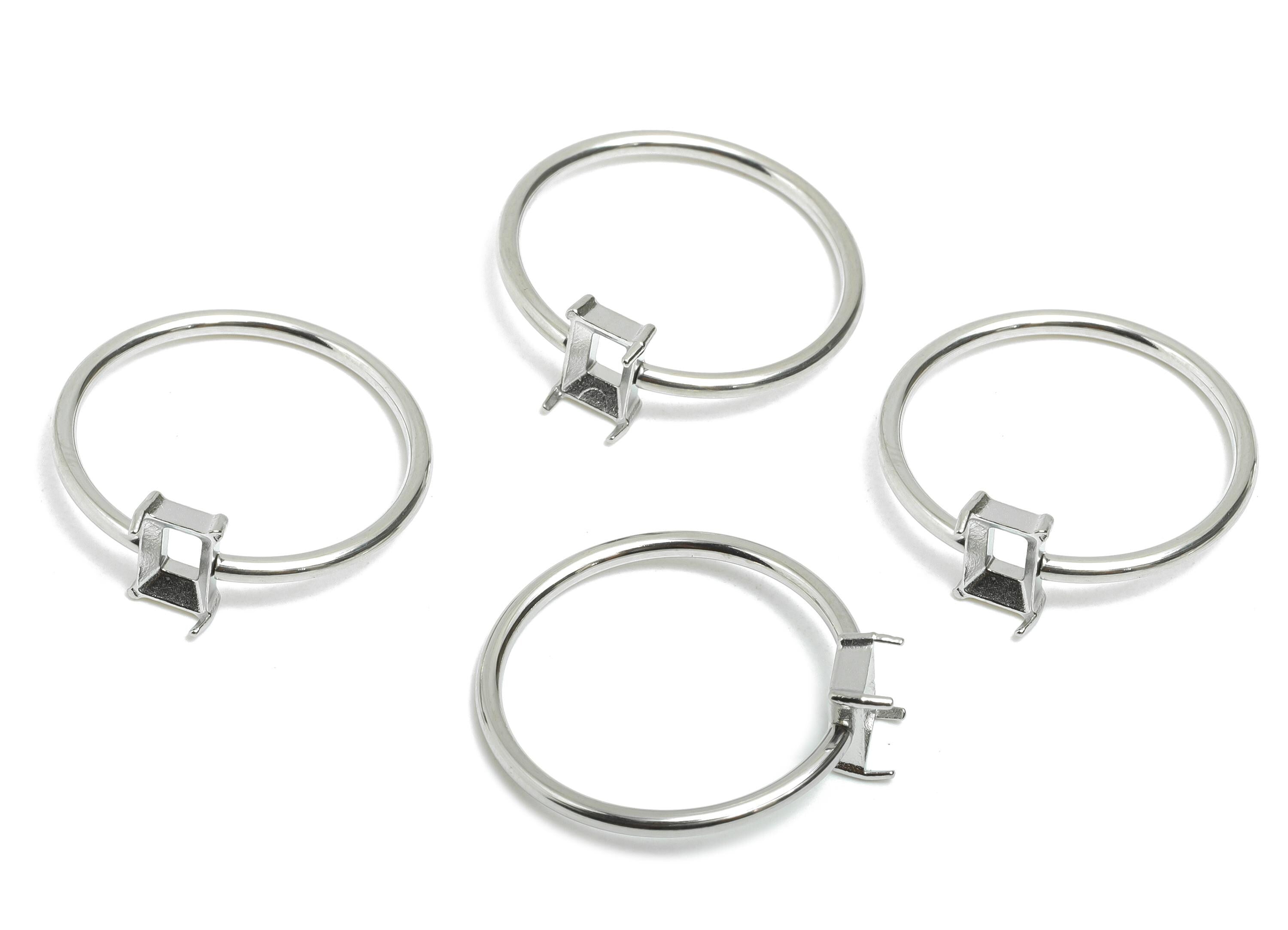 4x6mm Rectangle Setting Ring - Prong Ring Settings - Ring Inner Size #8/18.1mm - Gemstone Holder Cabochon Ring Base - 23x21x1.5mm - SS1549-8 - DOMEDBAZAAR