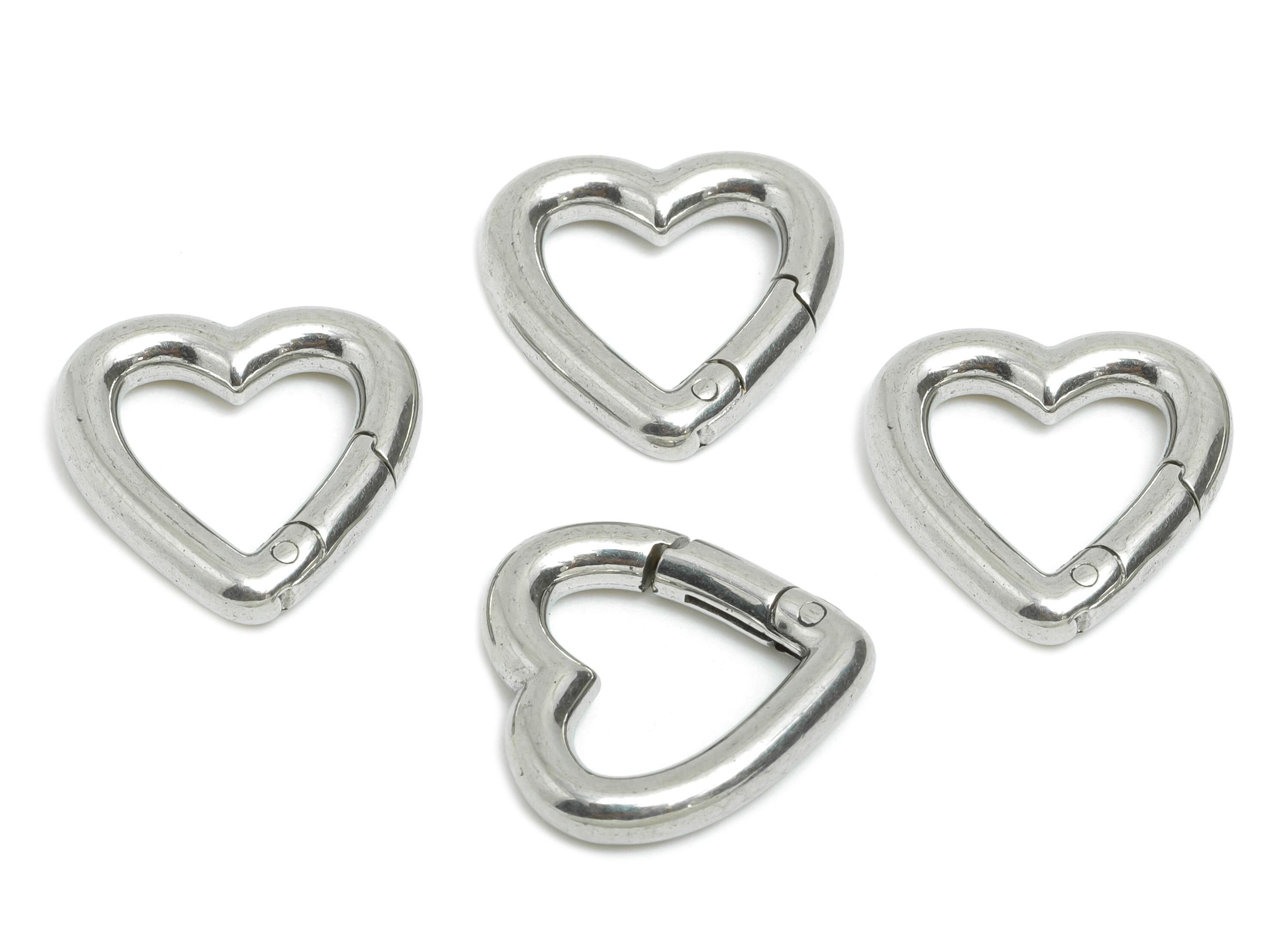 2.5*14mm Steel Heart Key Chain Clip - Heart Clasp For Key Ring Accessory - Lobster Clasp Alternative - Heart Connector - 14x14x2mm - SS1543 - DOMEDBAZAAR