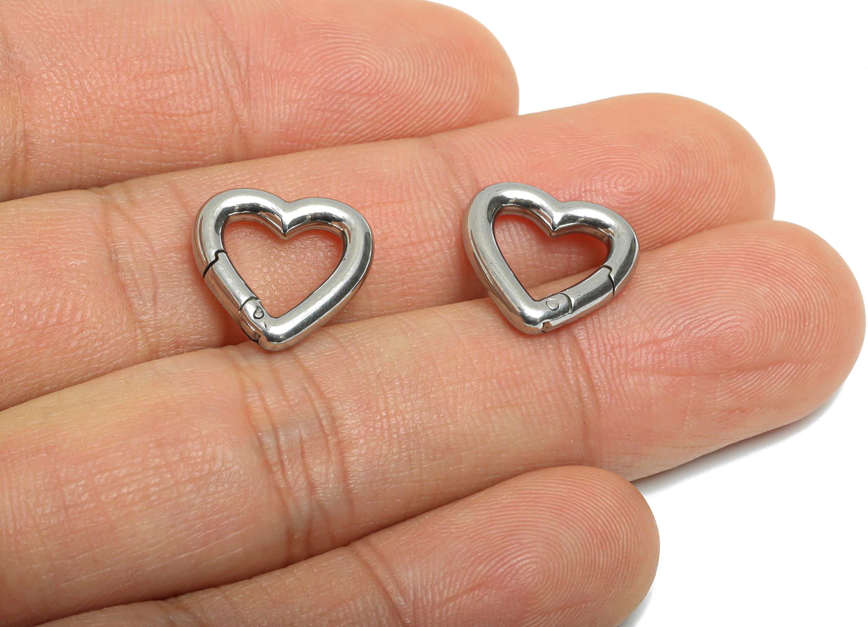 2.5*14mm Steel Heart Key Chain Clip - Heart Clasp For Key Ring Accessory - Lobster Clasp Alternative - Heart Connector - 14x14x2mm - SS1543 - DOMEDBAZAAR