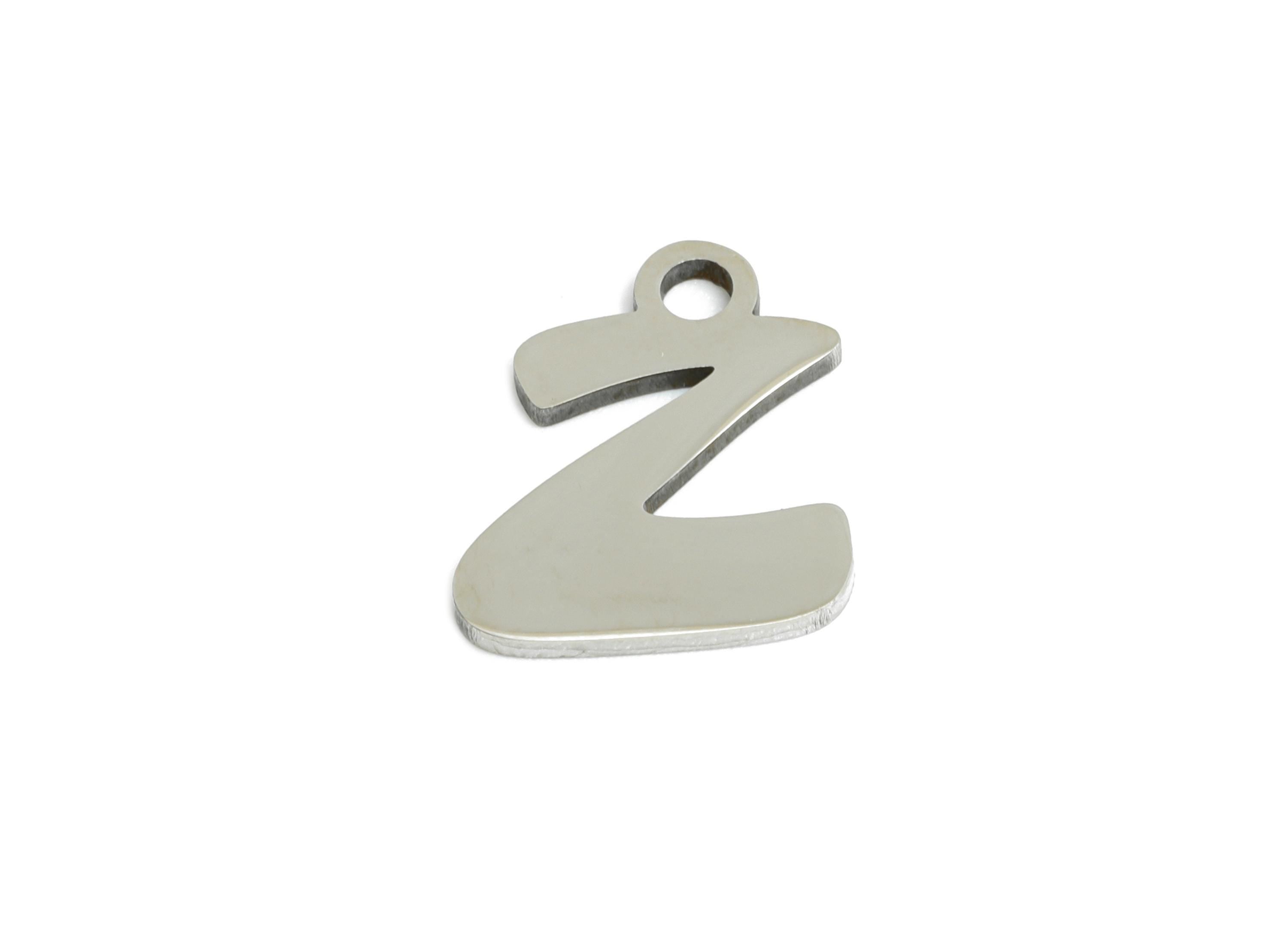 Steel Letter Z Charms - Personalized Initial Pendant for Bracelet - Unique Name Jewelry - Stylish Statement DIY - 11.8x10x0.98mm - SS2408 - DOMEDBAZAAR