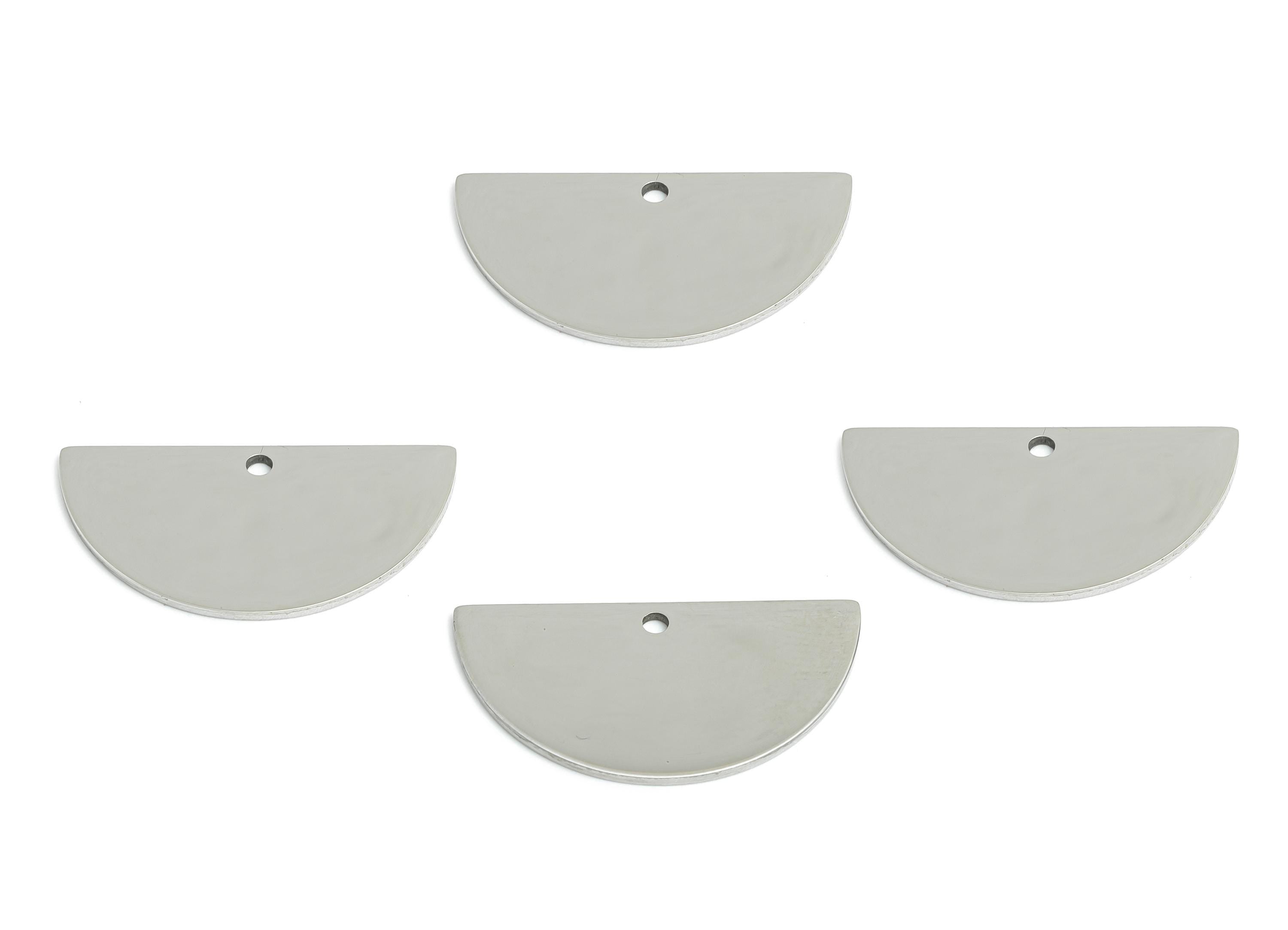 Steel Semicircle Charms - Half Round Steel Geometric Pendant - Flat Metal Jewelry Charm - DIY Craft Supplies - 24.44x12.84x0.98mm - SS2302 - DOMEDBAZAAR