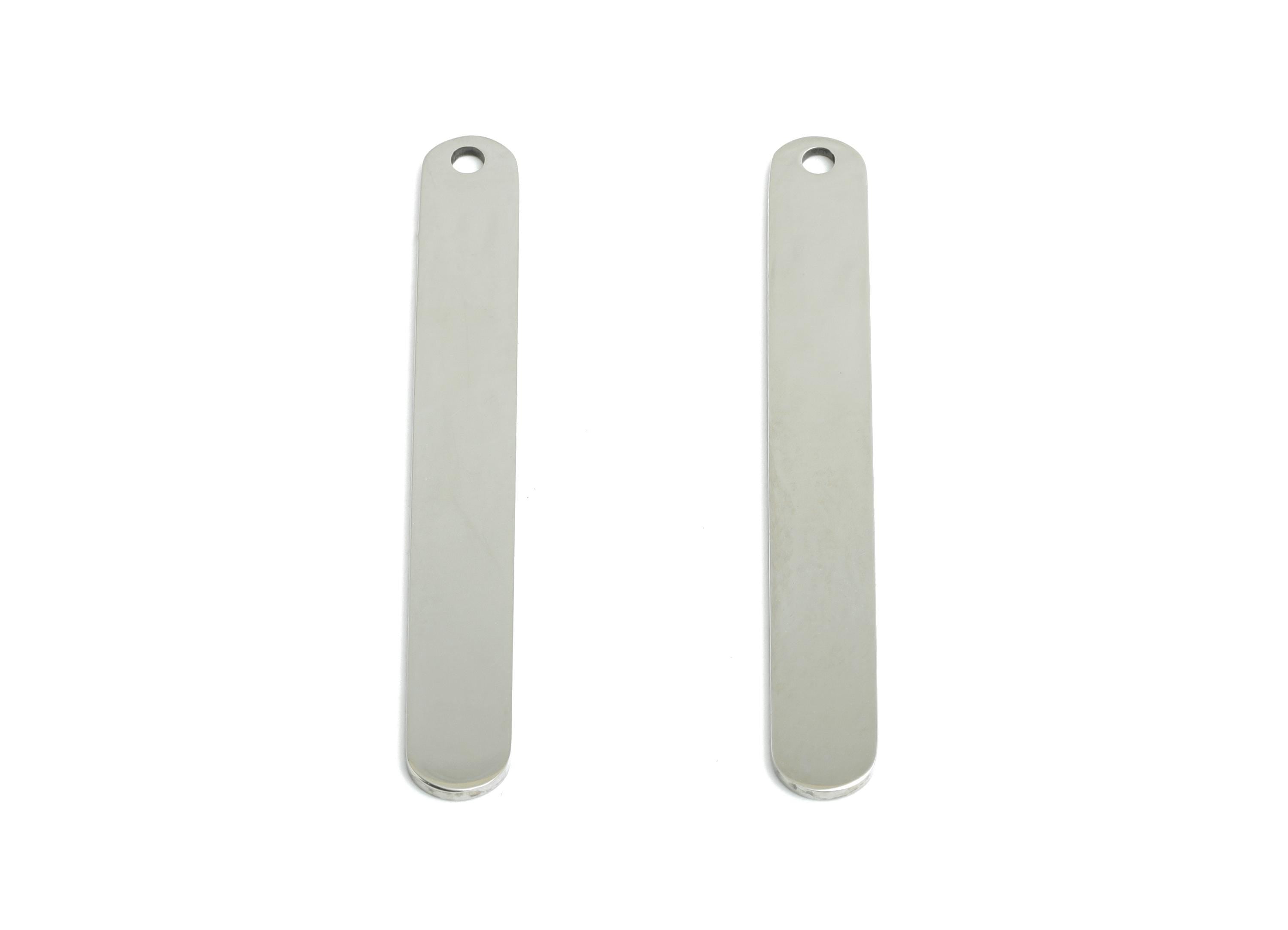 Steel Long Bar Pendant - Steel Stick Bar Charm - Cutout Geometric for Necklace - Metal DIY Jewelry Making Supplies - 38.9x5x0.98mm - SS2301 - DOMEDBAZAAR