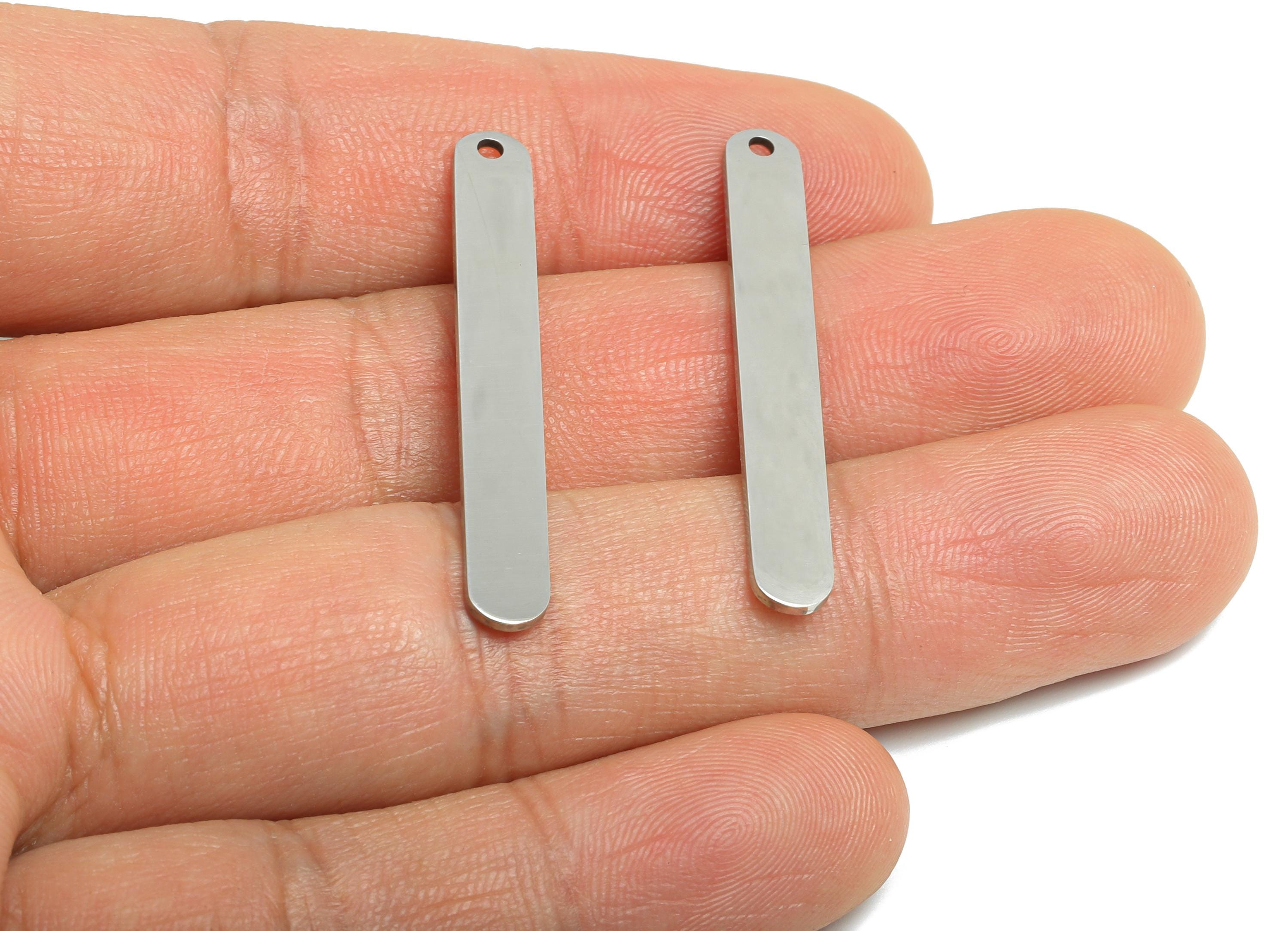 Steel Long Bar Pendant - Steel Stick Bar Charm - Cutout Geometric for Necklace - Metal DIY Jewelry Making Supplies - 38.9x5x0.98mm - SS2301 - DOMEDBAZAAR