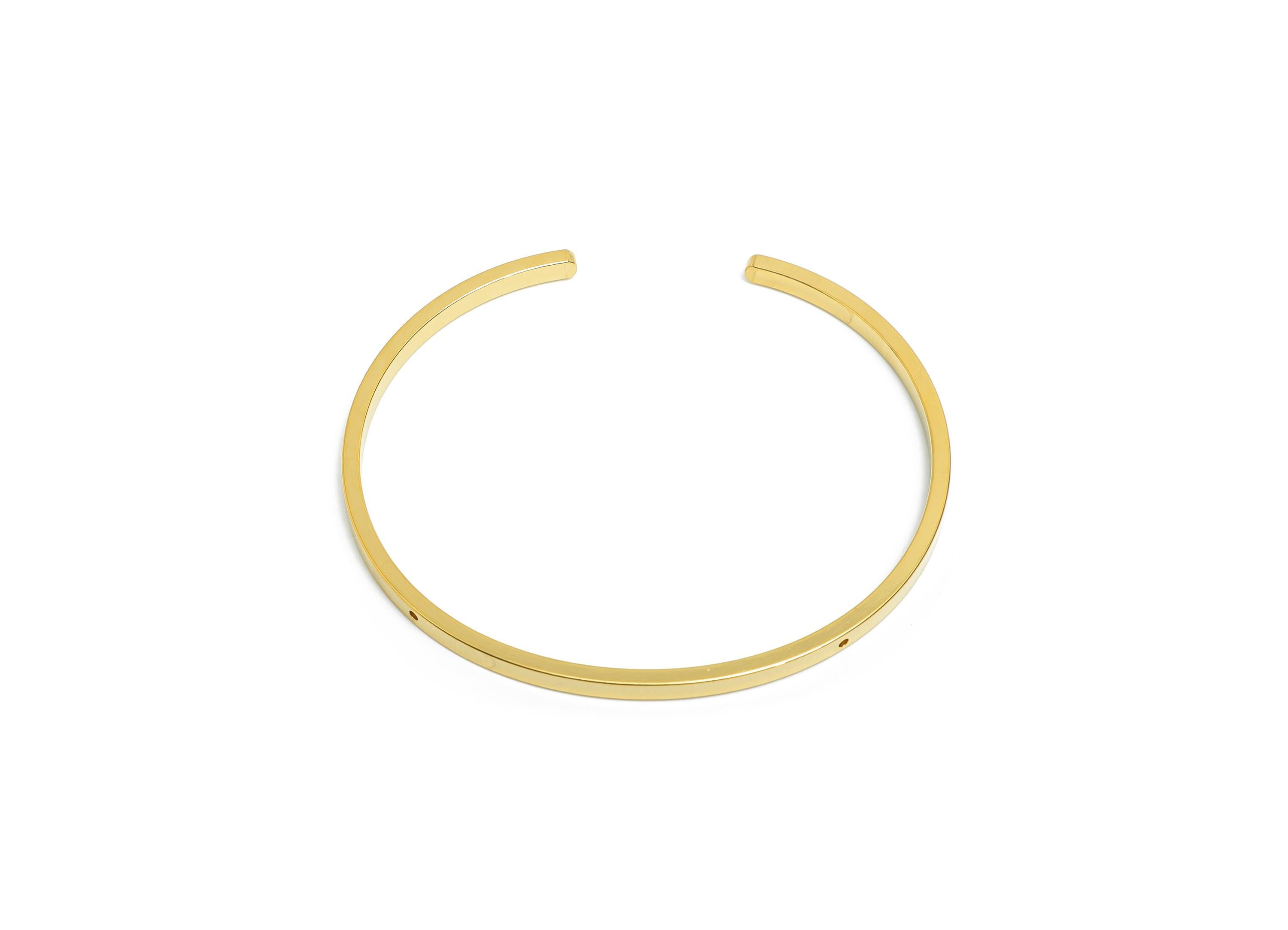 2*3mm  Steel Bangle Bracelet - Minimalist Cuff Bracelet With 2 Holes - Customizable Holes For Beading - 18K Vacuum Plating -61x55x3mm-SS2350