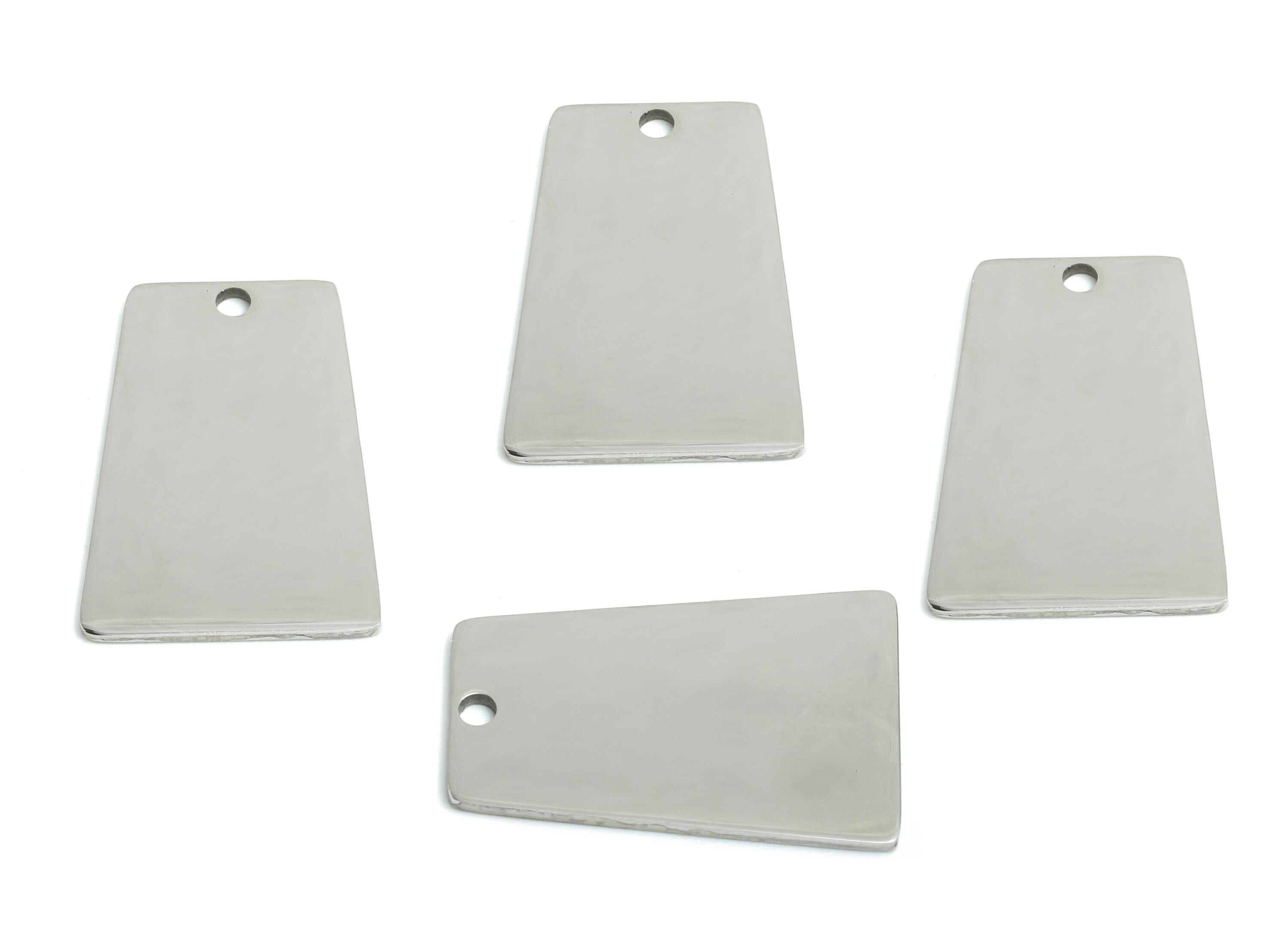 Steel Trapezoid Charm - Modern Flat Metal Pendant for DIY Crafts - Smooth Metal Geometry for Necklaces Pendant - 21x14.35x0.98mm - SS2309 - DOMEDBAZAAR