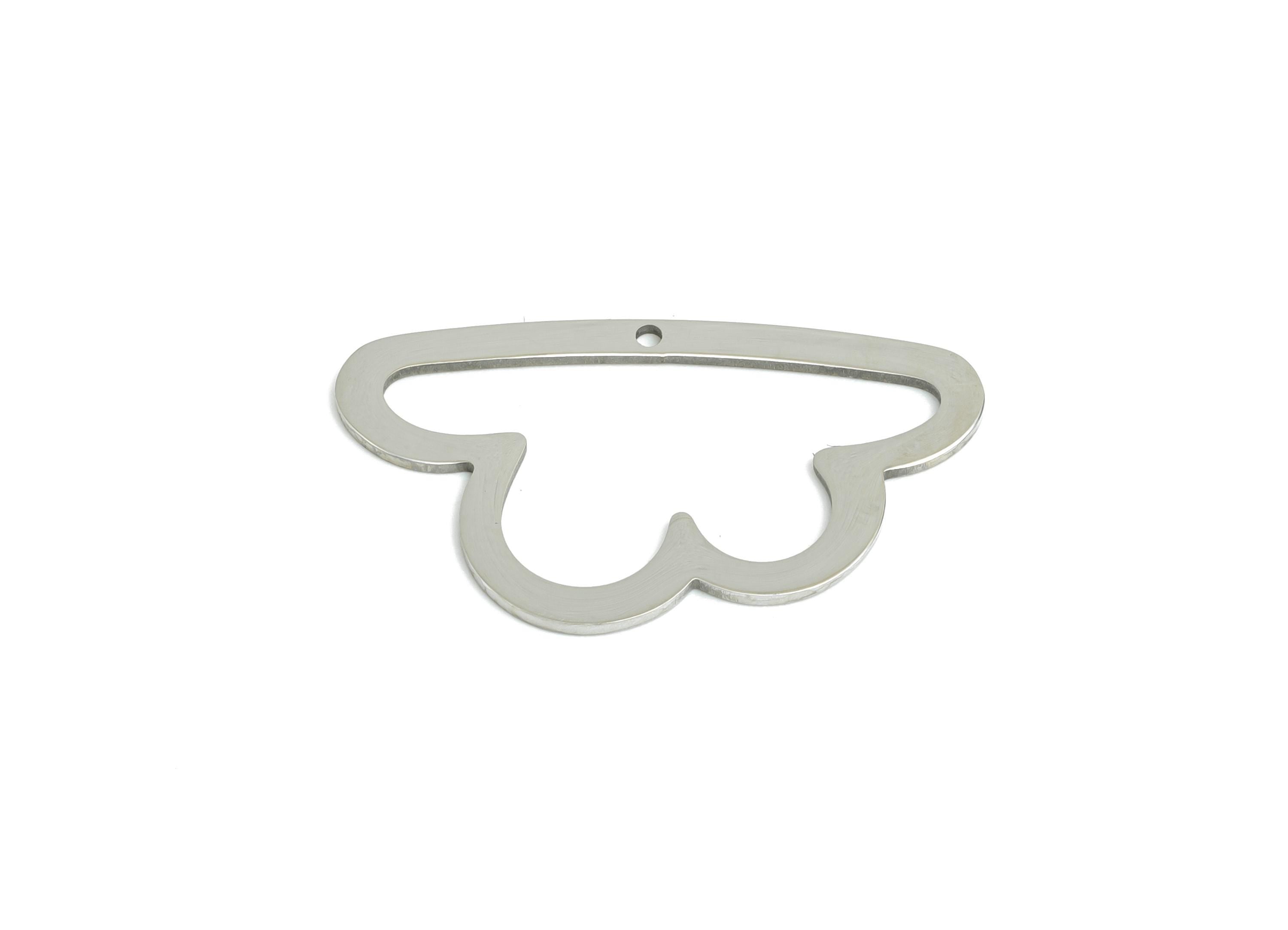 Steel Cloud Charm - Abstract Flat Metal Pendant for DIY Crafts Making - Trendy Jewelry Components for Necklaces - 30.35x17.4x0.98mm - SS2331 - DOMEDBAZAAR