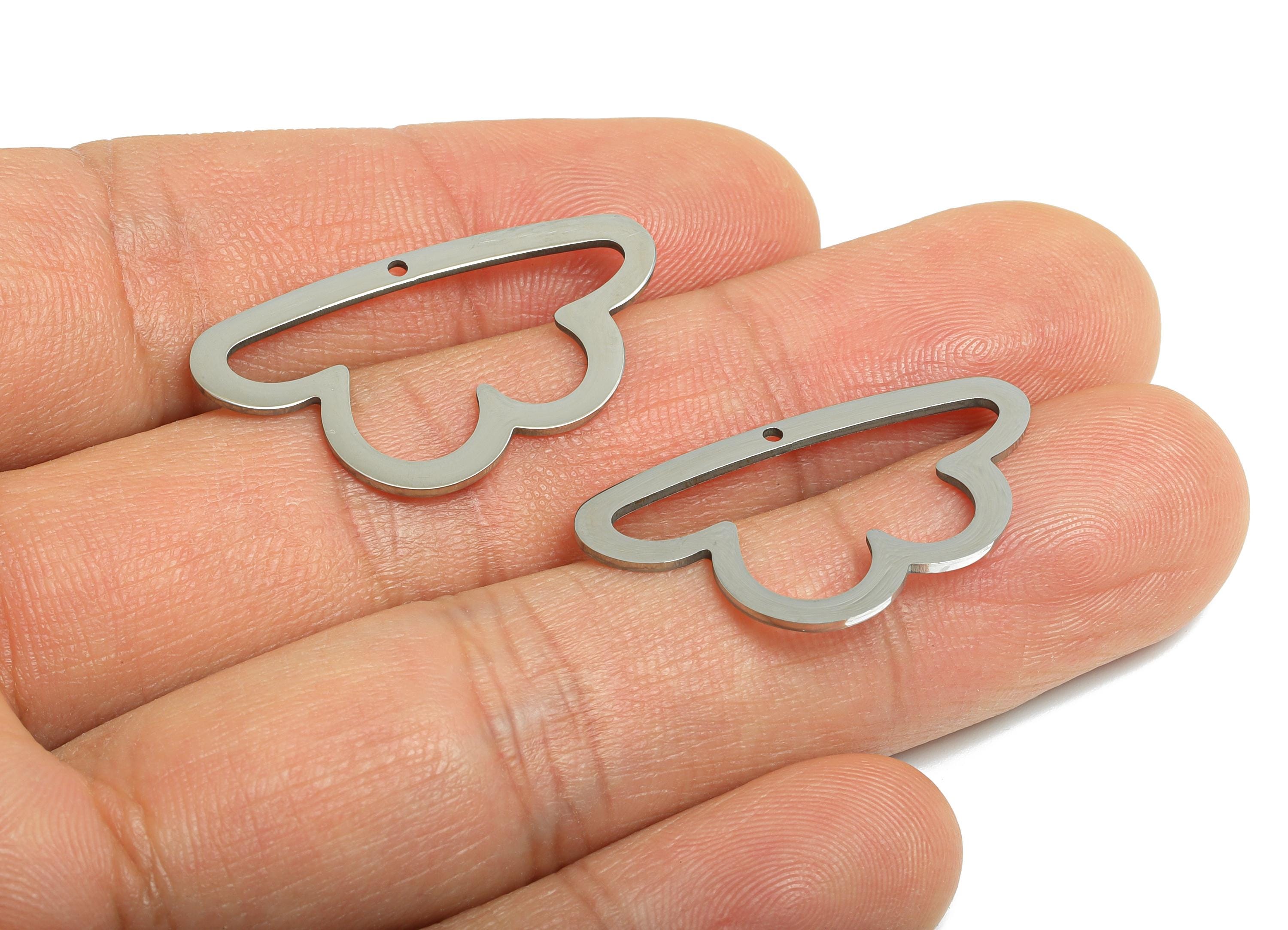 Steel Cloud Charm - Abstract Flat Metal Pendant for DIY Crafts Making - Trendy Jewelry Components for Necklaces - 30.35x17.4x0.98mm - SS2331 - DOMEDBAZAAR