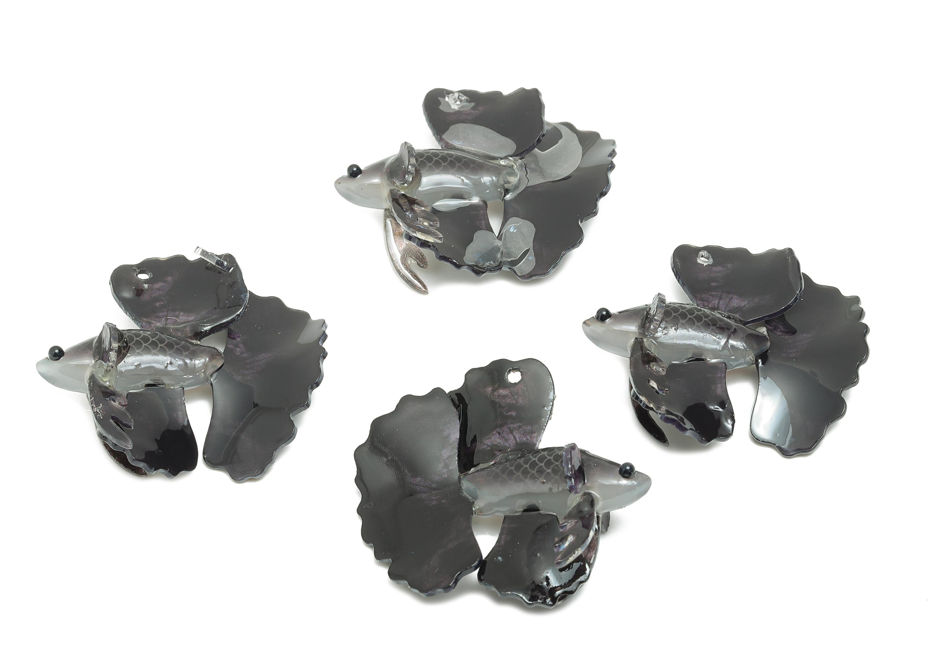 Heat Shrink Resin Tropical Fish - Shrinkable Resin Fish Figurine - Resin Fish Earring Charm - Dainty Fish Charm - 37.86x34.5x13mm - AC2681 - DOMEDBAZAAR