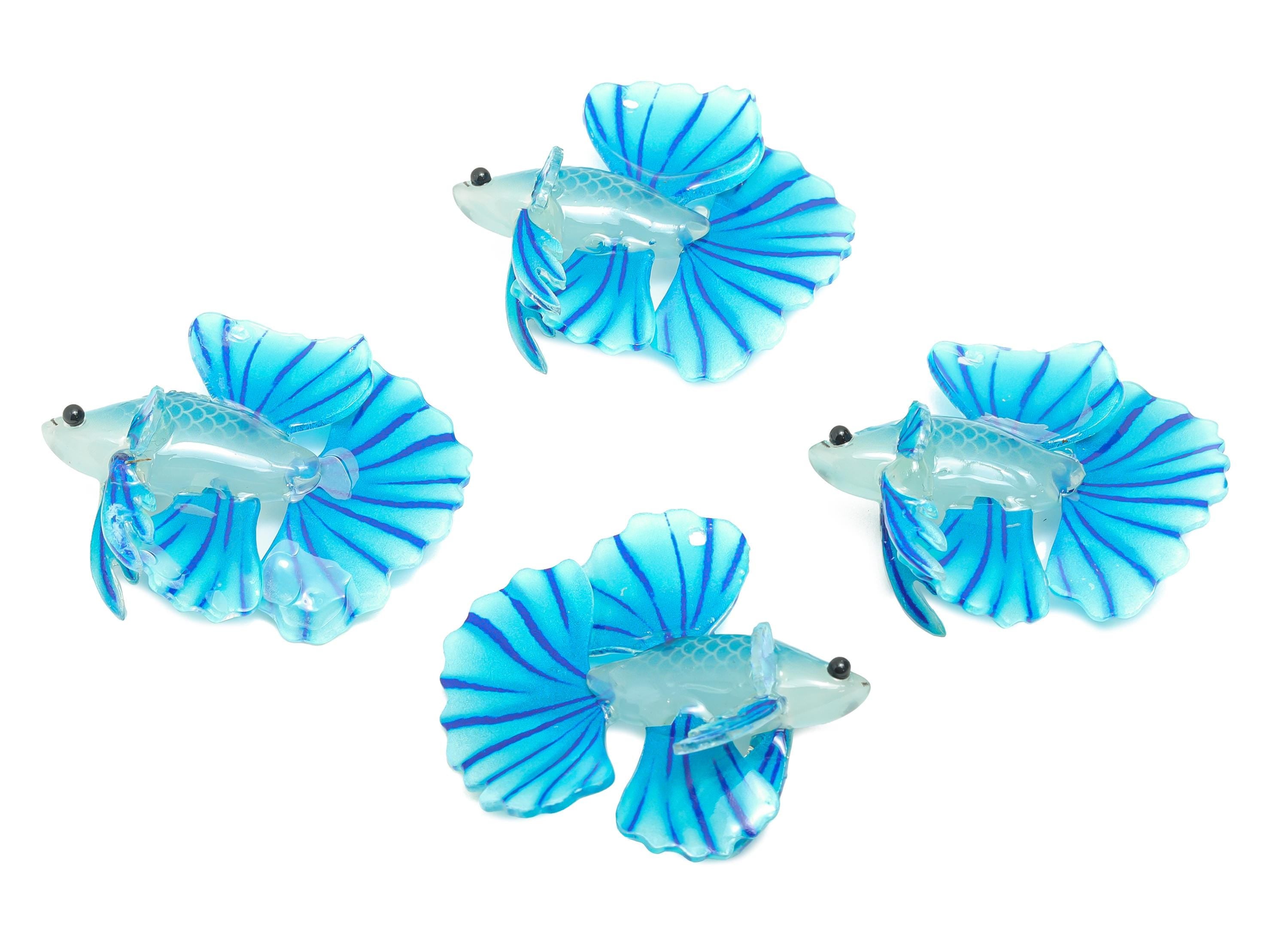 Heat Shrink Resin Tropical Fish - Shrinkable Resin Fish Figurine - Resin Fish Earring Charm - Dainty Fish Charm - 37.3x34.6x13.05mm - AC2682 - DOMEDBAZAAR