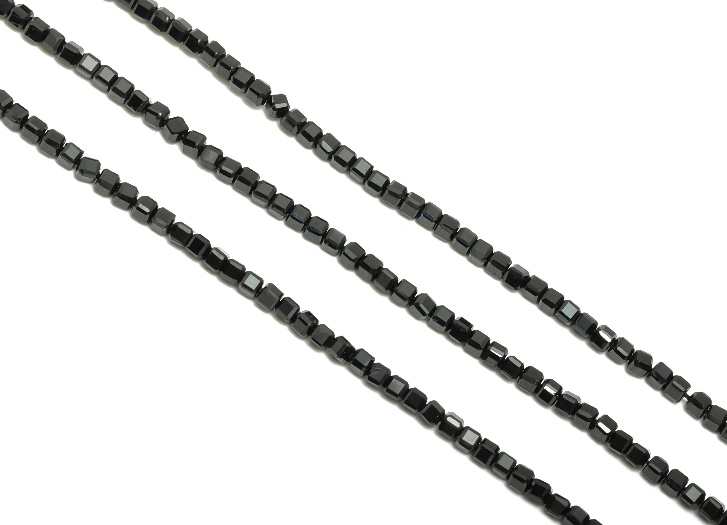 2mm The Black Spinel Natural Stone Bead - Faceted Cube 15.5inch/Strand - Handmade Jewelry Beads - Healing Gemstone Beads - NS2520 - DOMEDBAZAAR