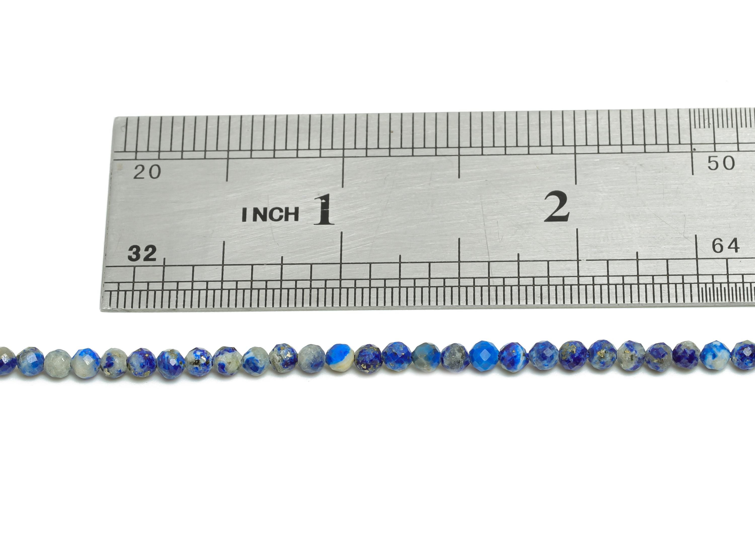 3mm Lapis Lazuli Natural Stone Bead - Faceted Round Bead 15.5 inch /Strand - Crafting Gemstone Beads - Chic Beads for DIY Jewelry - NS3107 - DOMEDBAZAAR
