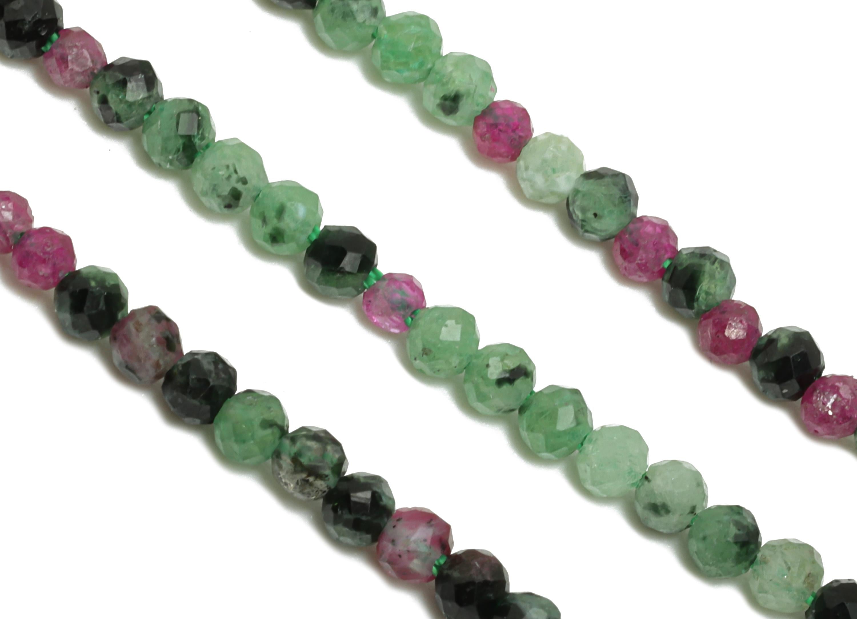 2mm Green Ruby Natural Stone Beads - Faceted Round Bead 15.5 inch /Strand - Crafting Gemstone Beads - Chic Beads for DIY Jewelry - NS2461