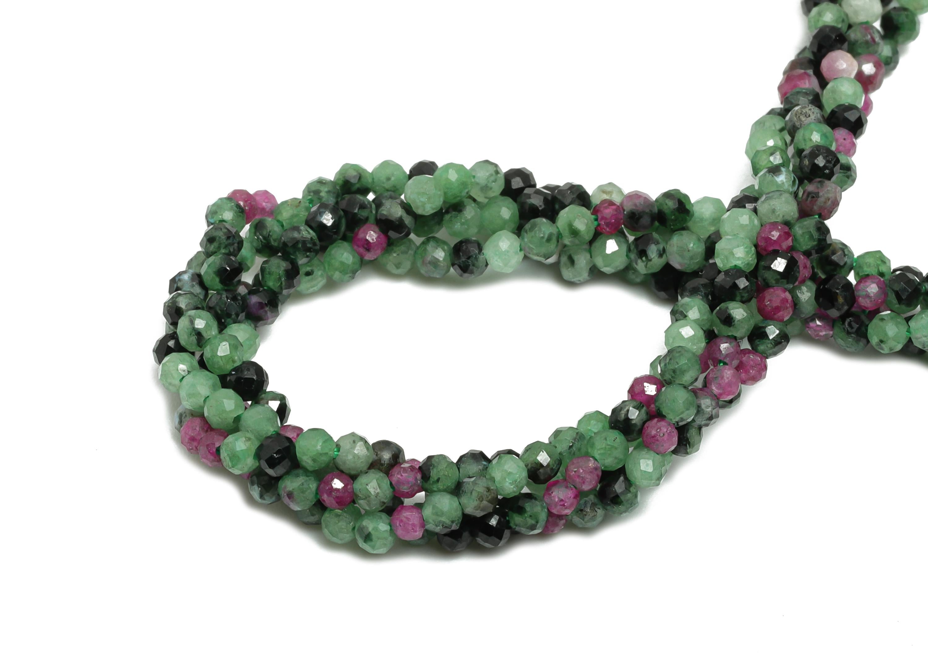2mm Green Ruby Natural Stone Beads - Faceted Round Bead 15.5 inch /Strand - Crafting Gemstone Beads - Chic Beads for DIY Jewelry - NS2461