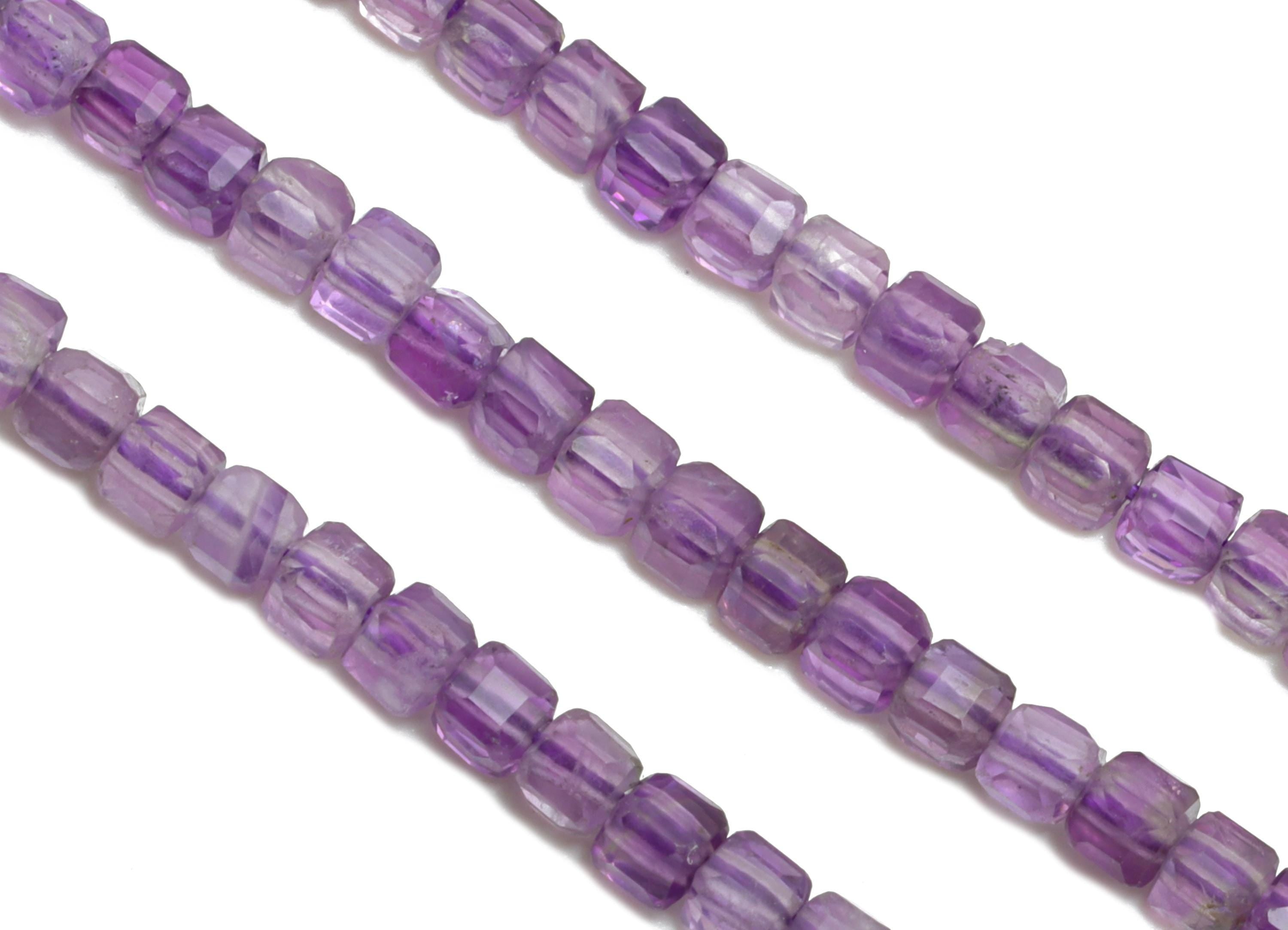 2mm Amethyst Natural Stone Beads - Faceted Cube 15.5inch/Strand - Handmade Jewelry Beads - Healing Gemstone Beads - Crafting Beads - NS2521