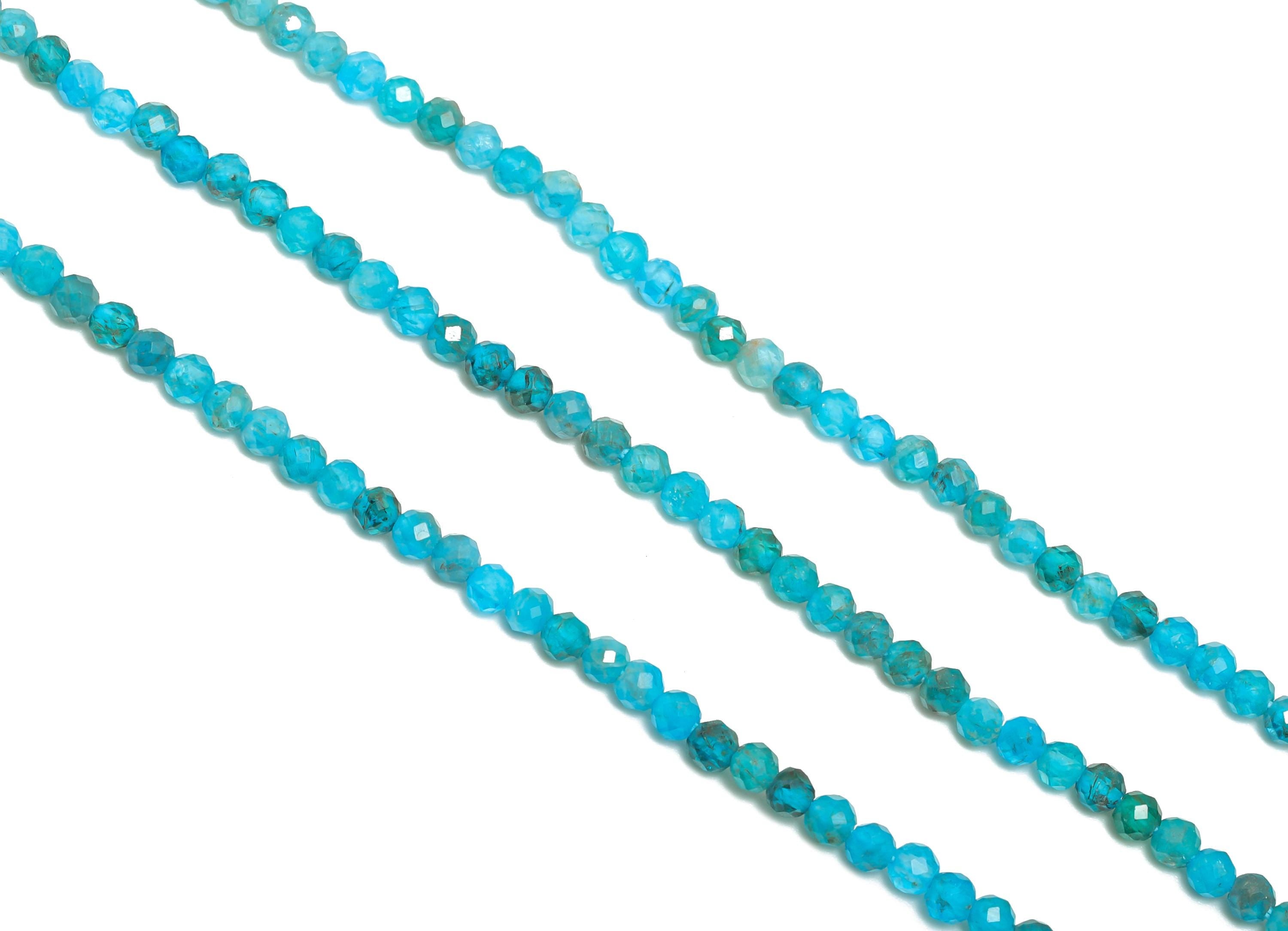 2mm Blue Apatite Natural Stone Bead - Faceted Round Blue Apatite 15.5 inch /Strand - Gemstone Bead for Handmade - DIY Crafting Bead - NS2528 - DOMEDBAZAAR