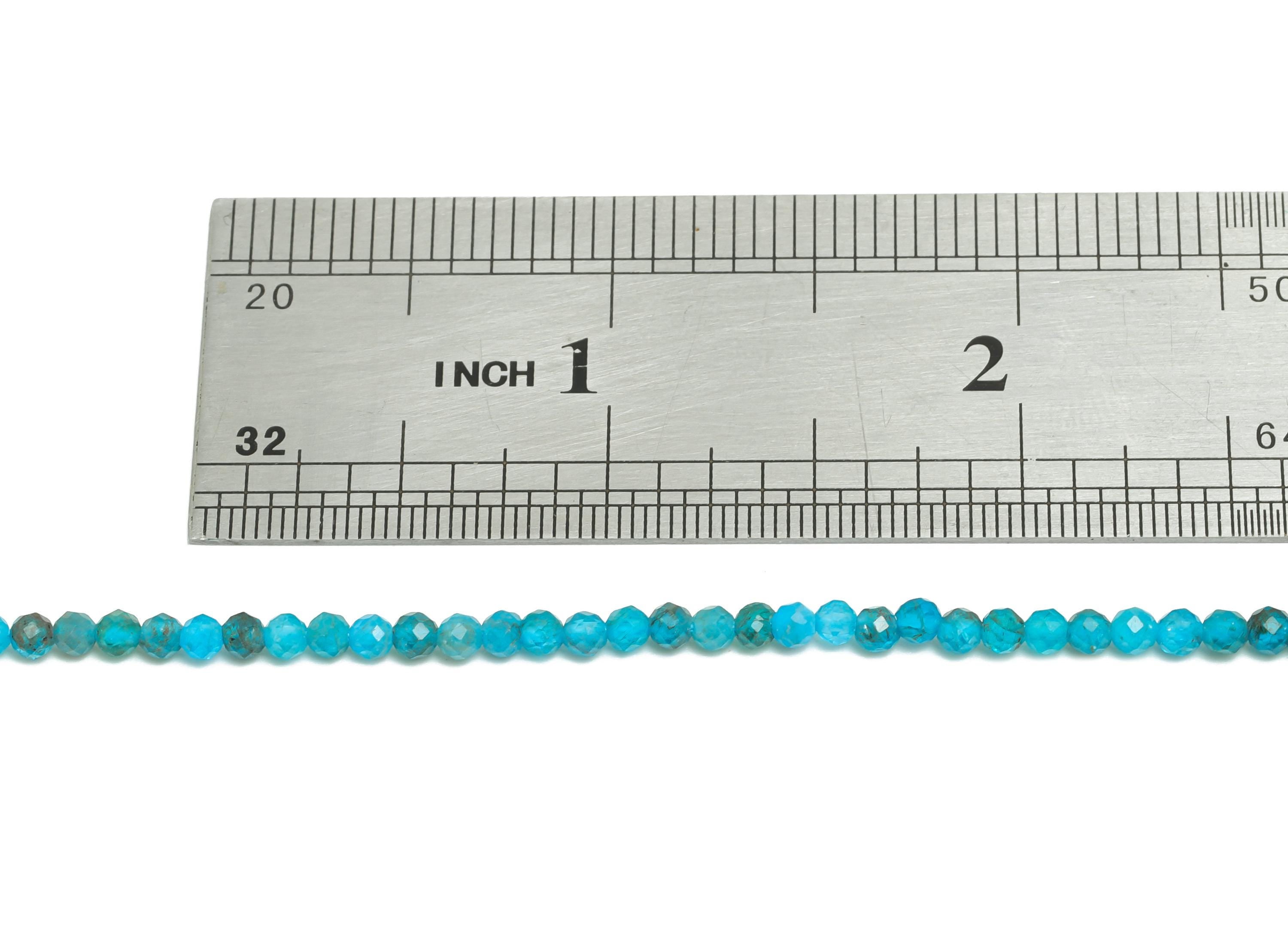 2mm Blue Apatite Natural Stone Bead - Faceted Round Blue Apatite 15.5 inch /Strand - Gemstone Bead for Handmade - DIY Crafting Bead - NS2528 - DOMEDBAZAAR