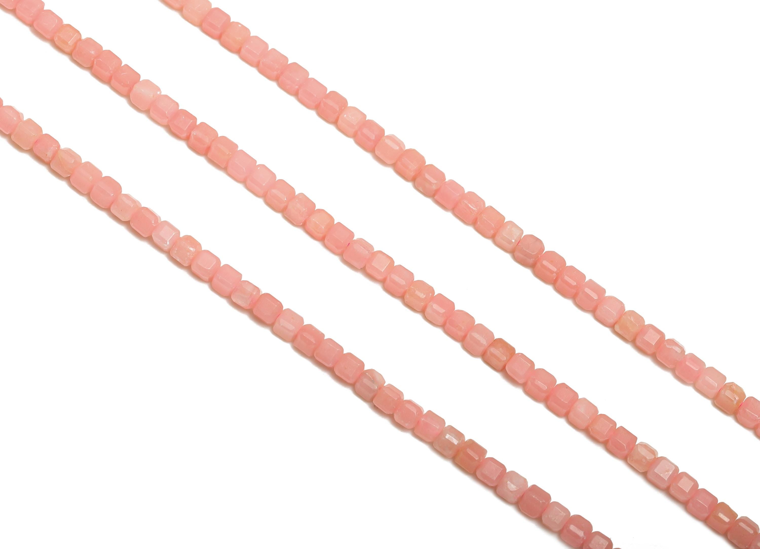 2mm Pink Opal Natural Stone Beads - Faceted Cube 15.5inch/Strand - Handmade Jewelry Beads - Healing Gemstone Beads - Crafting Beads - NS2510 - DOMEDBAZAAR
