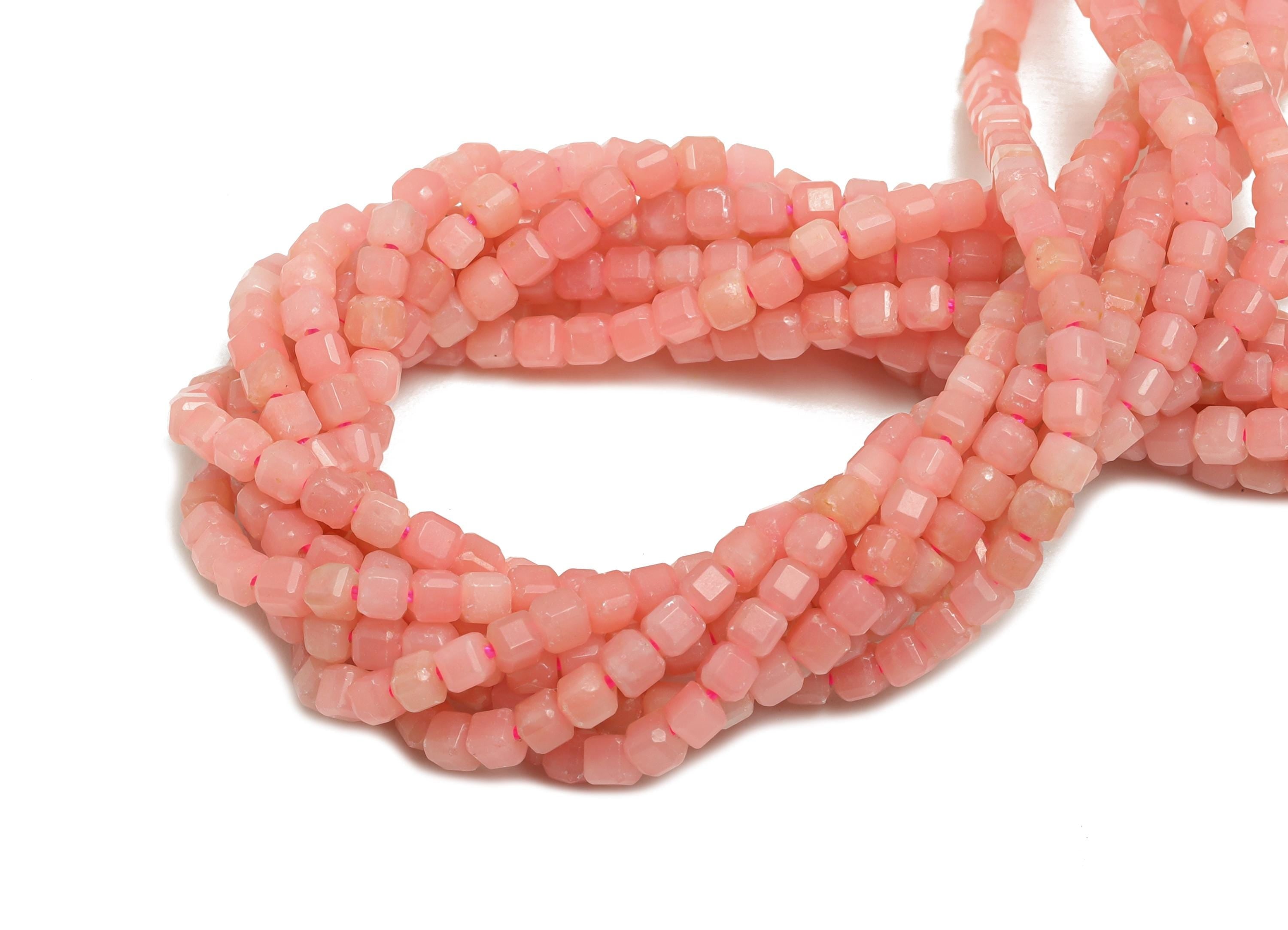 2mm Pink Opal Natural Stone Beads - Faceted Cube 15.5inch/Strand - Handmade Jewelry Beads - Healing Gemstone Beads - Crafting Beads - NS2510