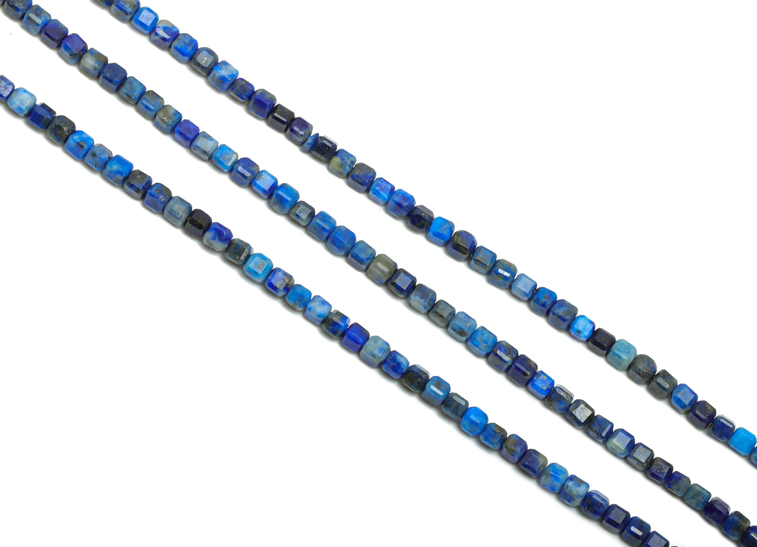 2mm Lapis Lazuli Natural Stone Bead - Faceted Cube 15.5inch/Strand - Handmade Jewelry Beads - Healing Gemstone Bead - Crafting Bead - NS2515 - DOMEDBAZAAR