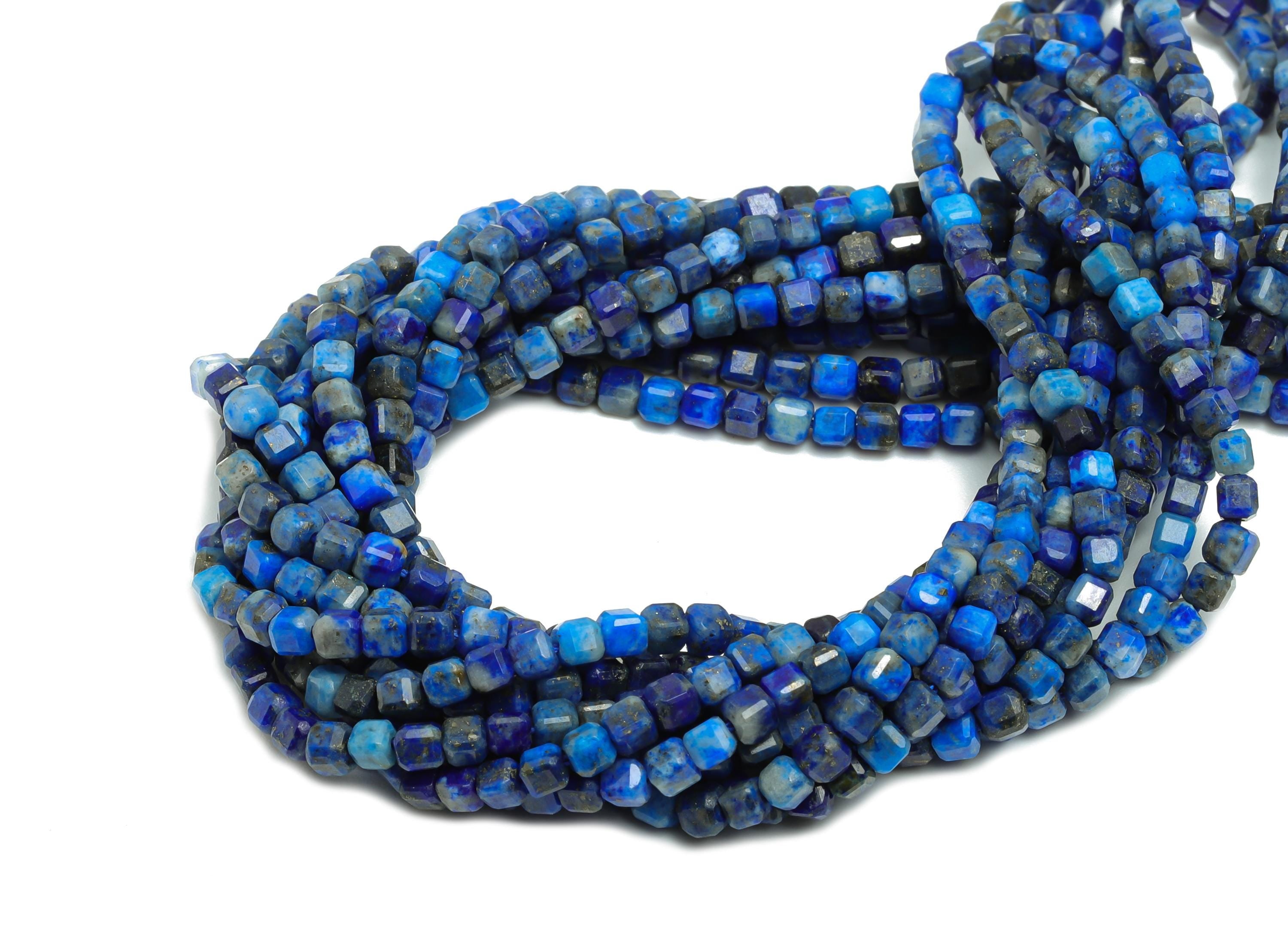 2mm Lapis Lazuli Natural Stone Bead - Faceted Cube 15.5inch/Strand - Handmade Jewelry Beads - Healing Gemstone Bead - Crafting Bead - NS2515