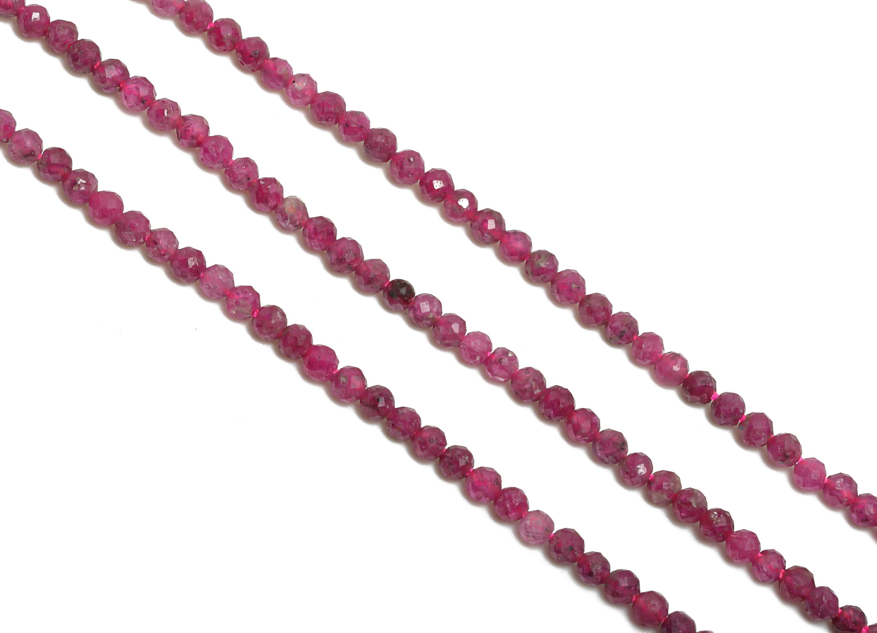 2mm Ruby Natural Stone Beads - Faceted Round Natural Stone 15.5 inch /Strand - Crafting Gemstone Making Beads - Healing Stone Beads - NS2444 - DOMEDBAZAAR