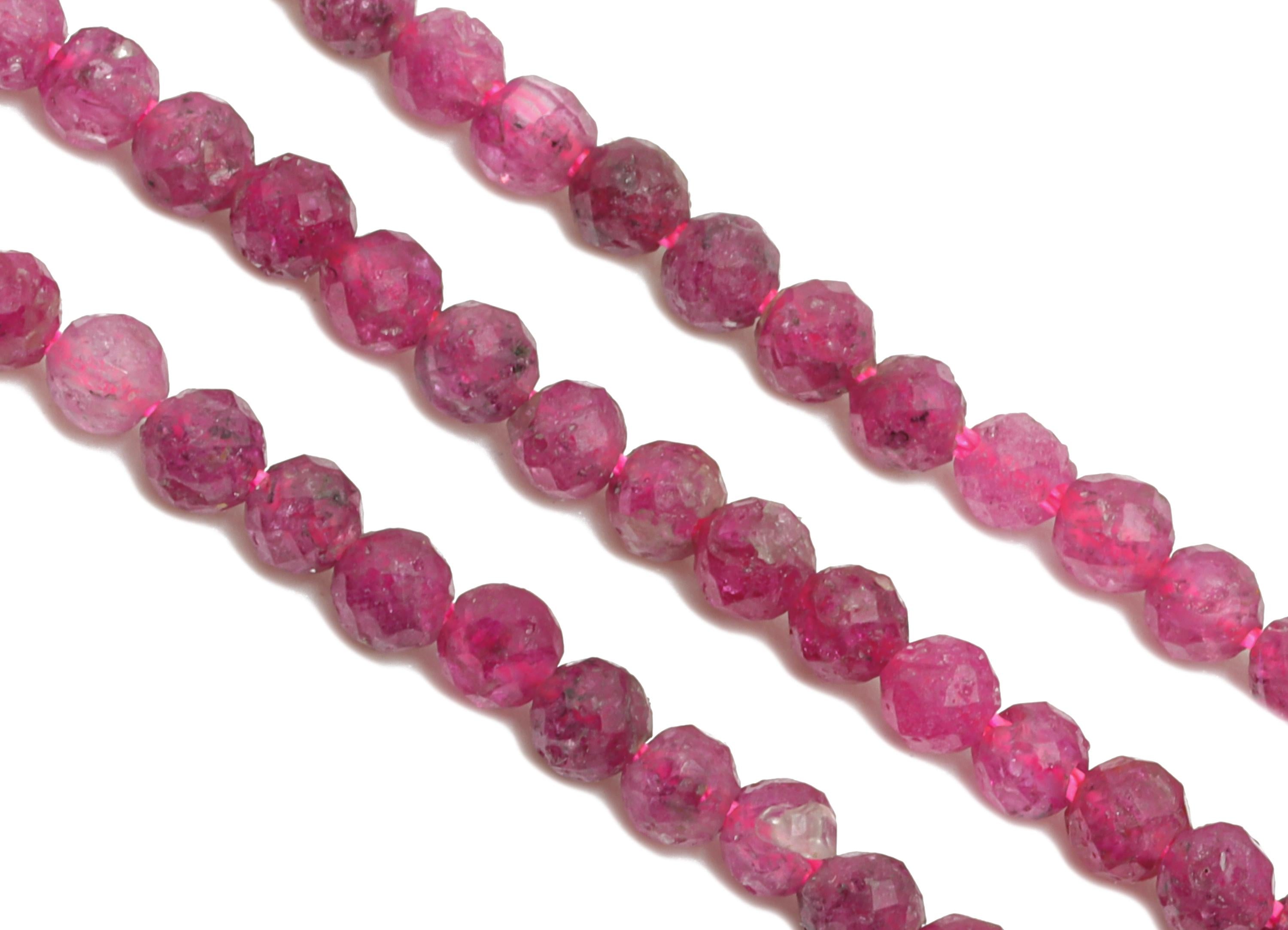 2mm Ruby Natural Stone Beads - Faceted Round Natural Stone 15.5 inch /Strand - Crafting Gemstone Making Beads - Healing Stone Beads - NS2444