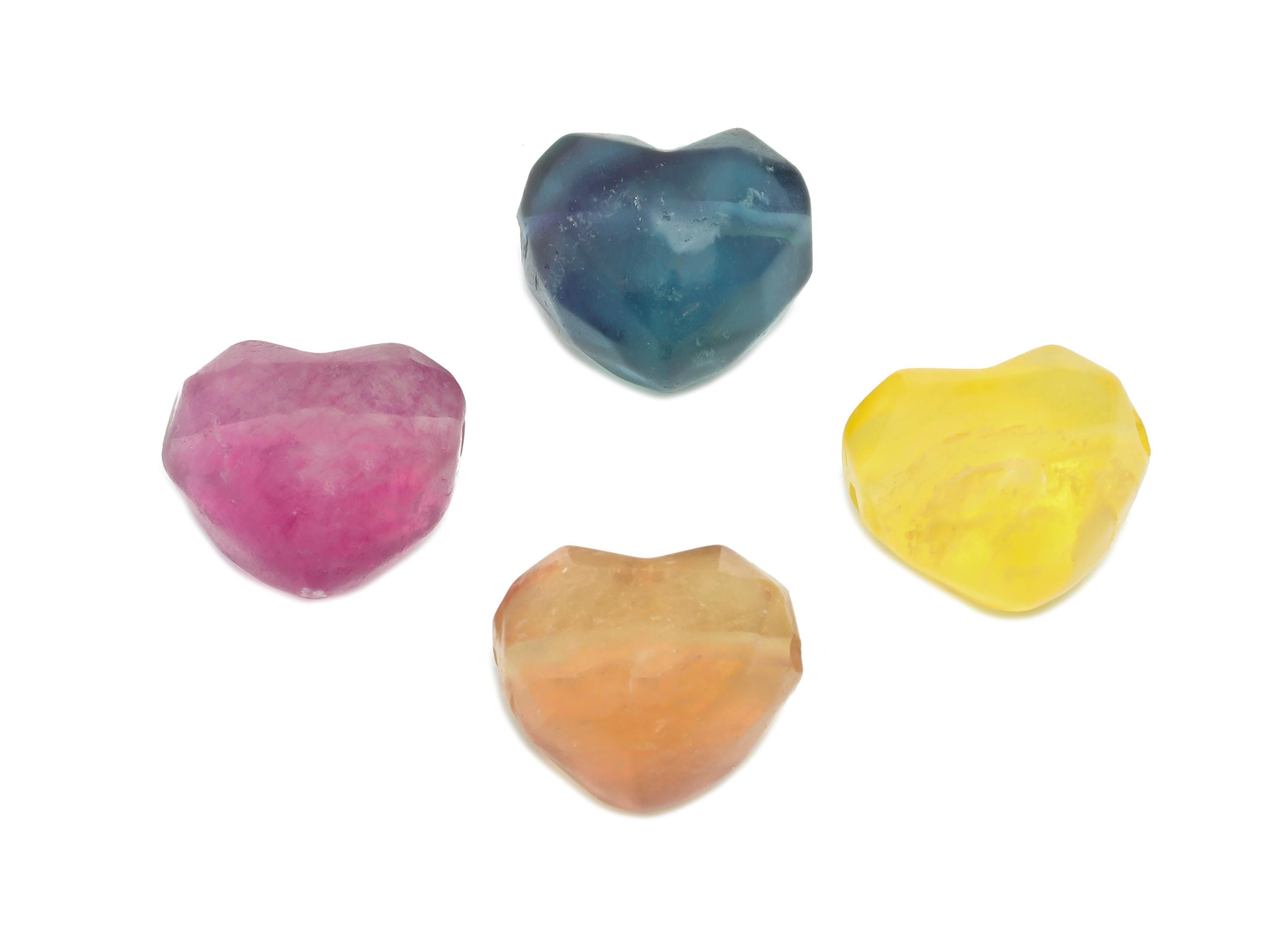 Fluorite Faceted Heart Bead - Natural Fluorite Beads - Handmade Geometric Love Heart Bead - Healing Jewelry Making - 13.9x12.7x10mm - NS3100 - DOMEDBAZAAR