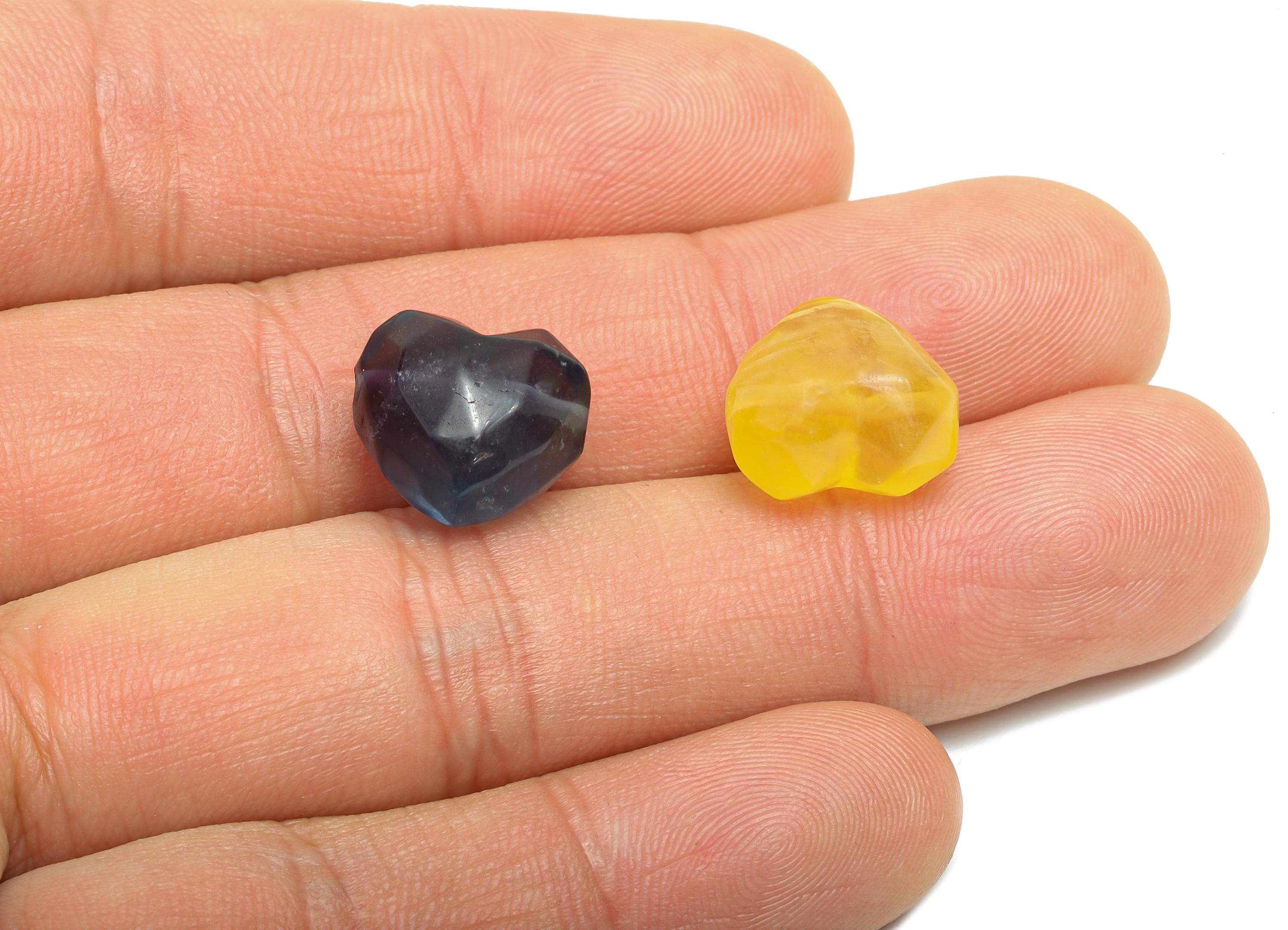 Fluorite Faceted Heart Bead - Natural Fluorite Beads - Handmade Geometric Love Heart Bead - Healing Jewelry Making - 13.9x12.7x10mm - NS3100 - DOMEDBAZAAR