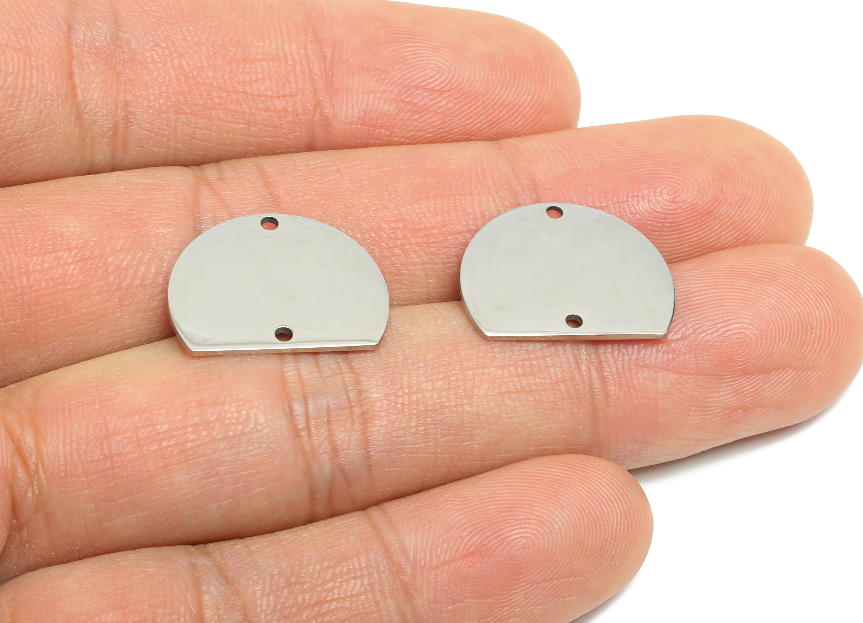 Steel Half Round Connector - Modern Semicircle Geometric Pendant - Laser Cut Metal Jewelry - Handmade DIY Making - 18.6x14.5x0.98mm - SS2343 - DOMEDBAZAAR