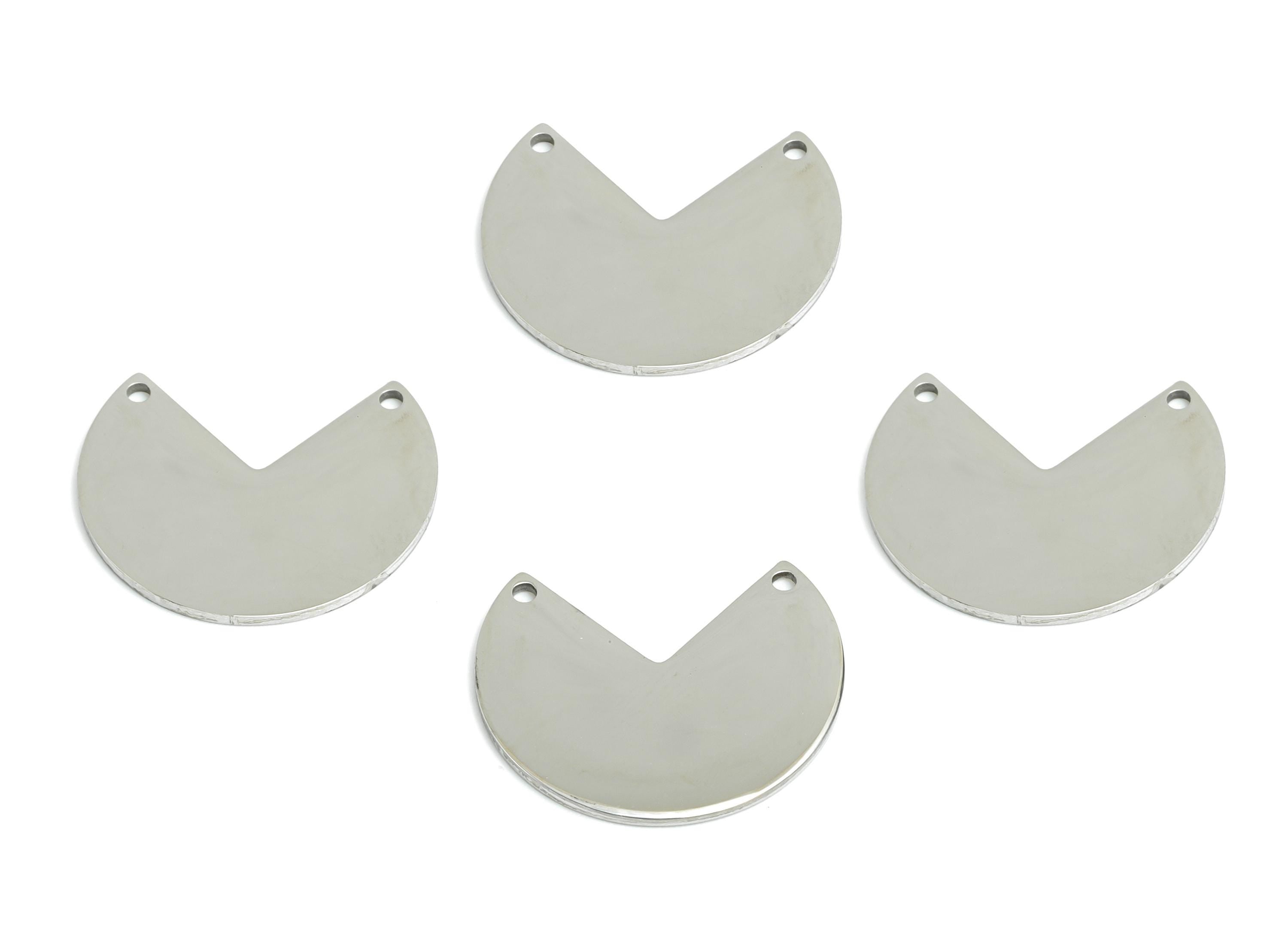 Steel Pie Connector - Abstract Geometric Jewelry - Modern Smooth Metal Pendant - Minimalist DIY Jewelry Supplies - 19.16x16x0.98mm - SS2263 - DOMEDBAZAAR