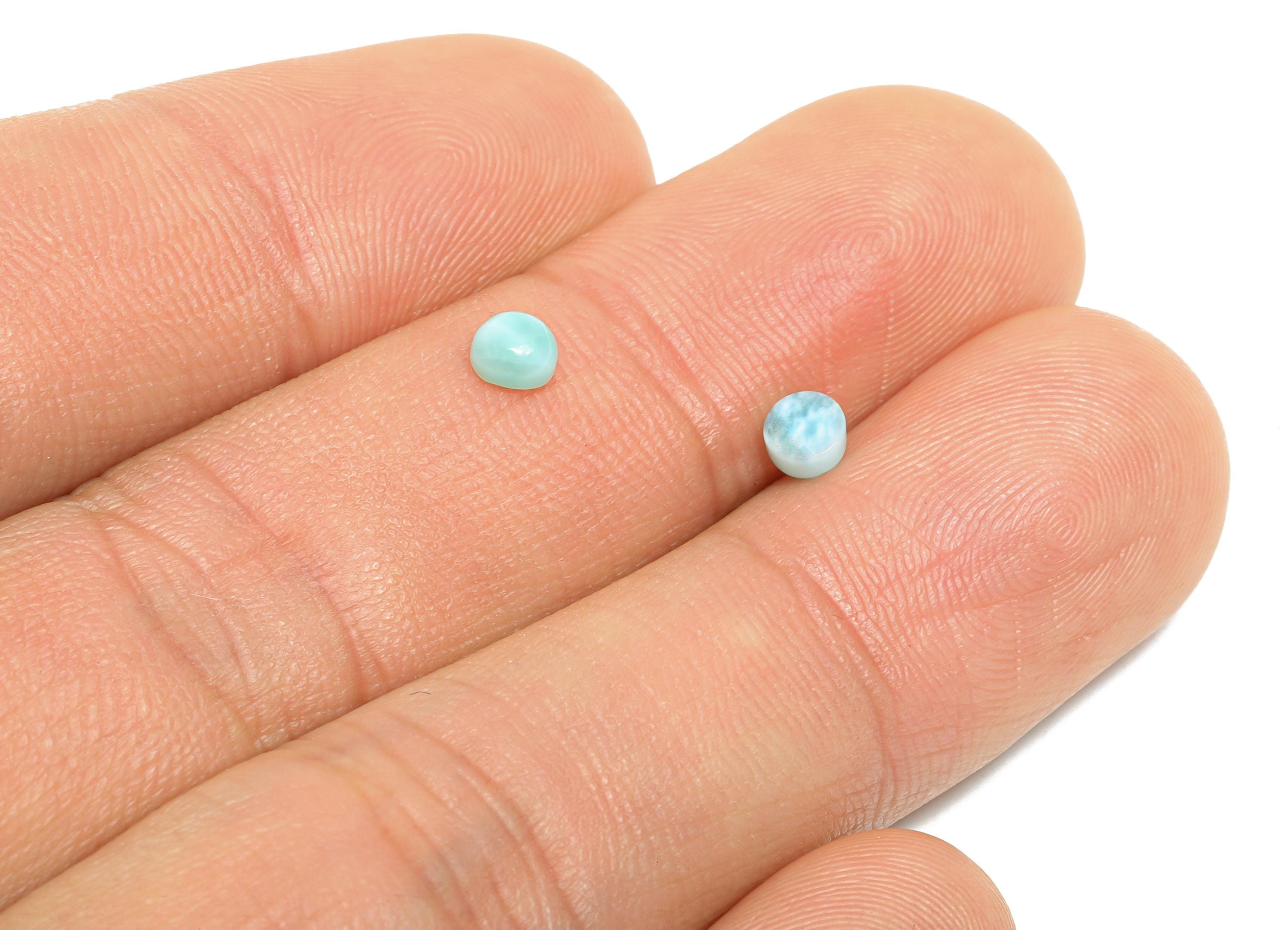 4mm Round Larimar Natural Stone - Blue Larimar Cabochon For Crafts - Larimar Stone For Bezel Setting - Larimar For Jewelry Making - NS2739 - DOMEDBAZAAR