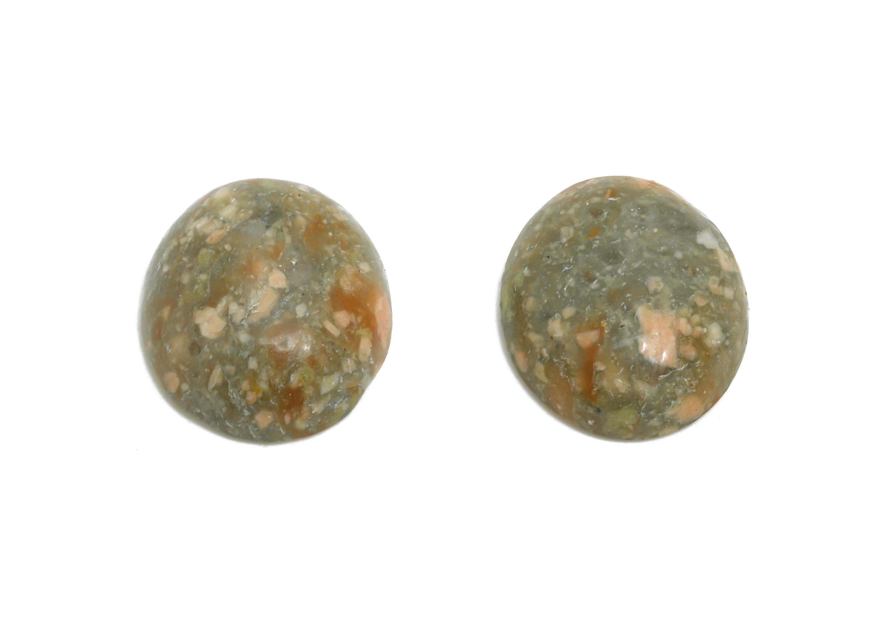 10*12mm Chinese Flower Green Natural Stone - Oval Cabochon for Crafts - DIY Bezel Setting Stone Jewelry Making - Energy Healing Stone-NS2924 - DOMEDBAZAAR