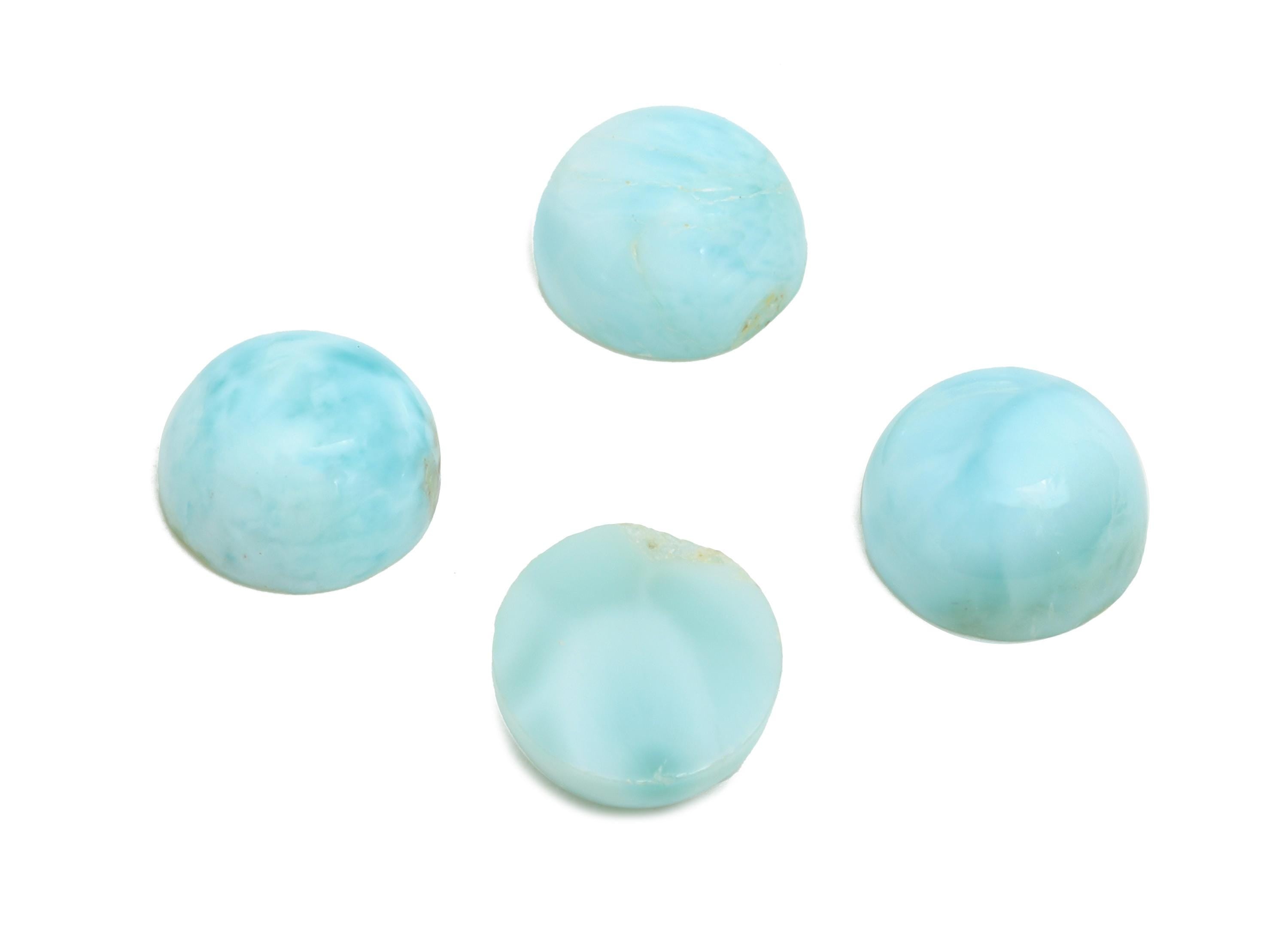 7mm Round Larimar Natural Stone - Blue Larimar Cabochon For Crafts - Larimar Stone For Bezel Setting - Larimar For Jewelry Making - NS2742 - DOMEDBAZAAR
