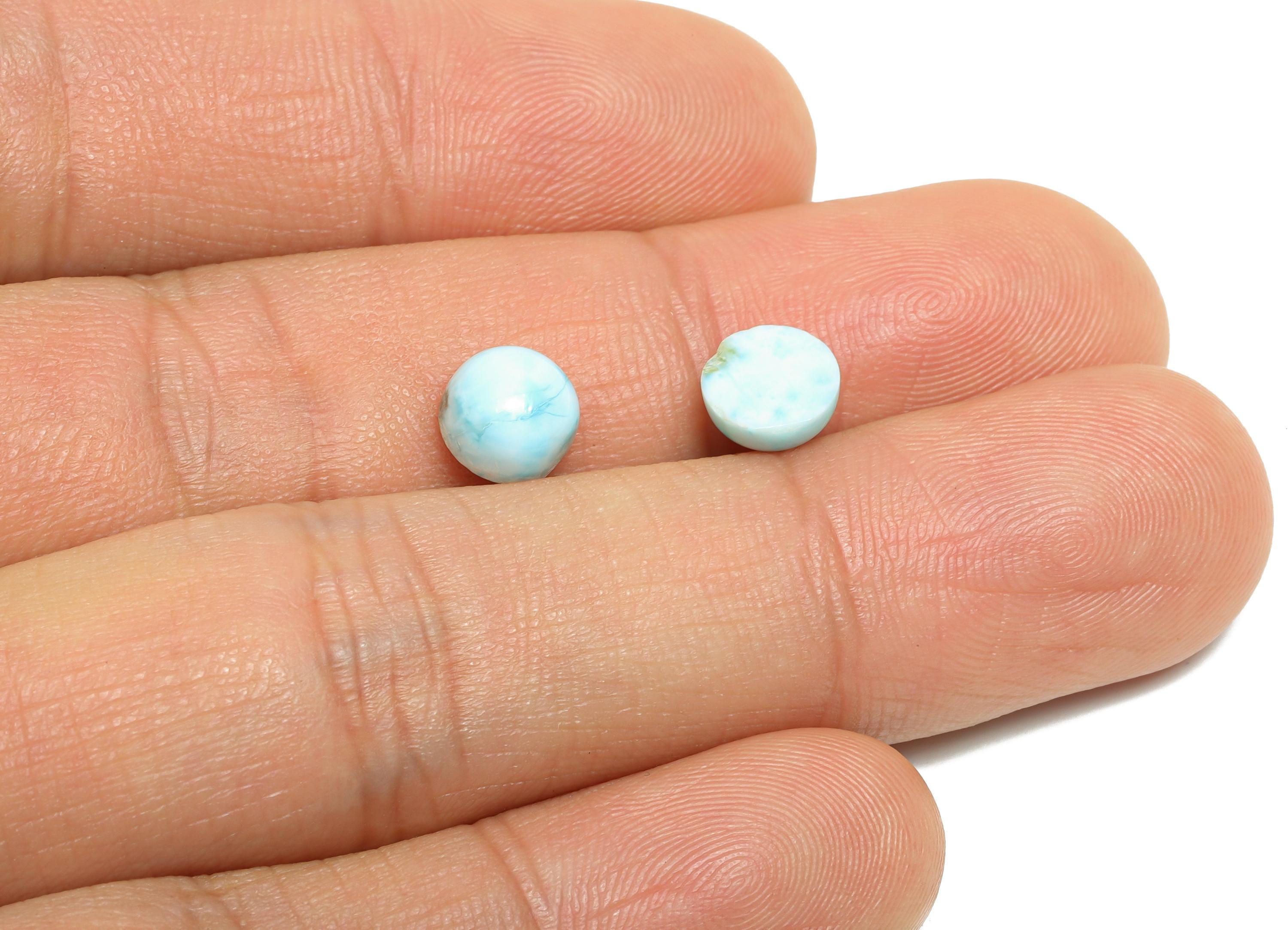7mm Round Larimar Natural Stone - Blue Larimar Cabochon For Crafts - Larimar Stone For Bezel Setting - Larimar For Jewelry Making - NS2742 - DOMEDBAZAAR