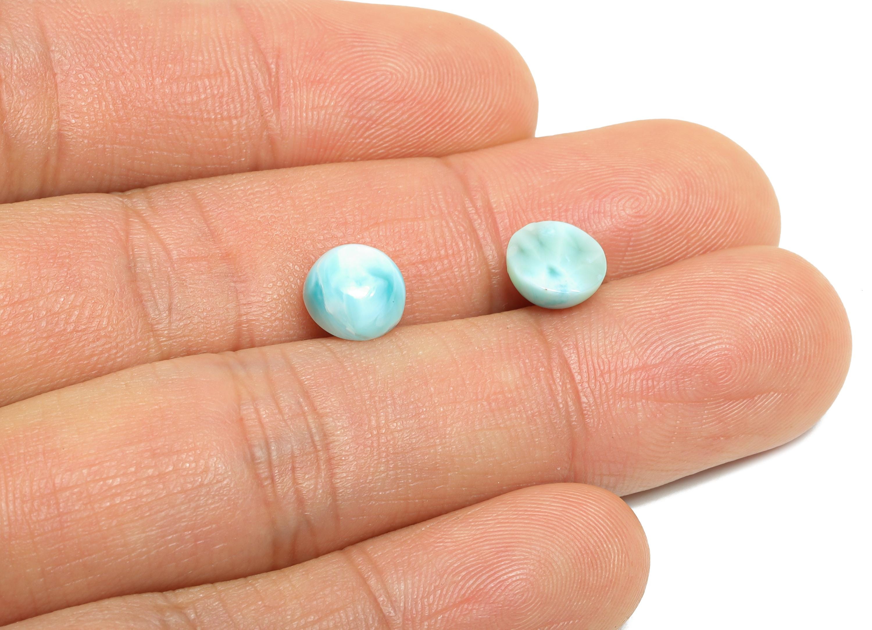 8mm Round Larimar Natural Stone - Blue Larimar Cabochon For Crafts - Larimar Stone For Bezel Setting - Larimar For Jewelry Making - NS2743 - DOMEDBAZAAR