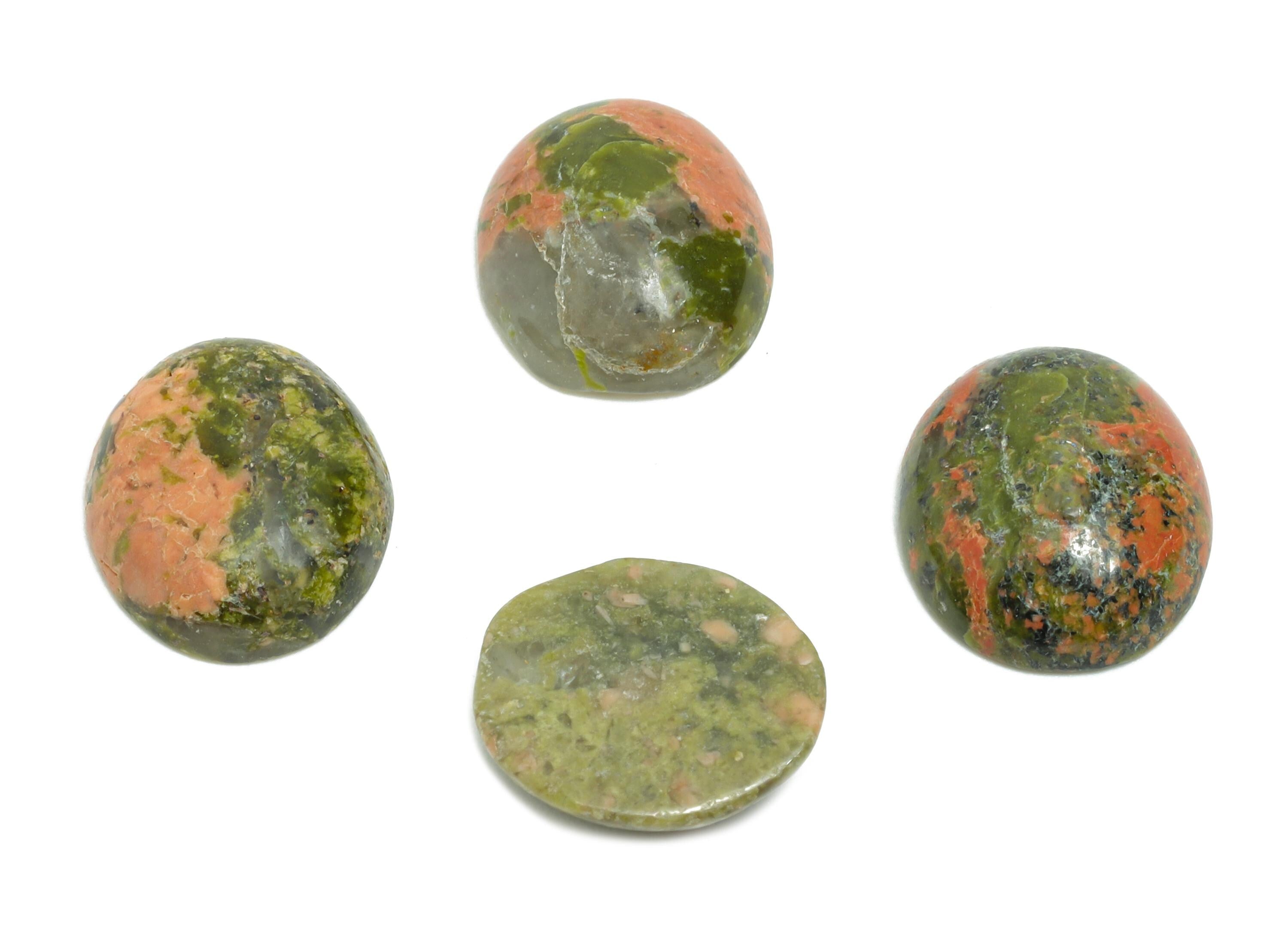 10*12mm Flower Green Natural Stone - Oval Cabochon for Crafts - DIY Bezel Setting Stone Jewelry Making - Energy Healing Gemstone - NS2899 - DOMEDBAZAAR