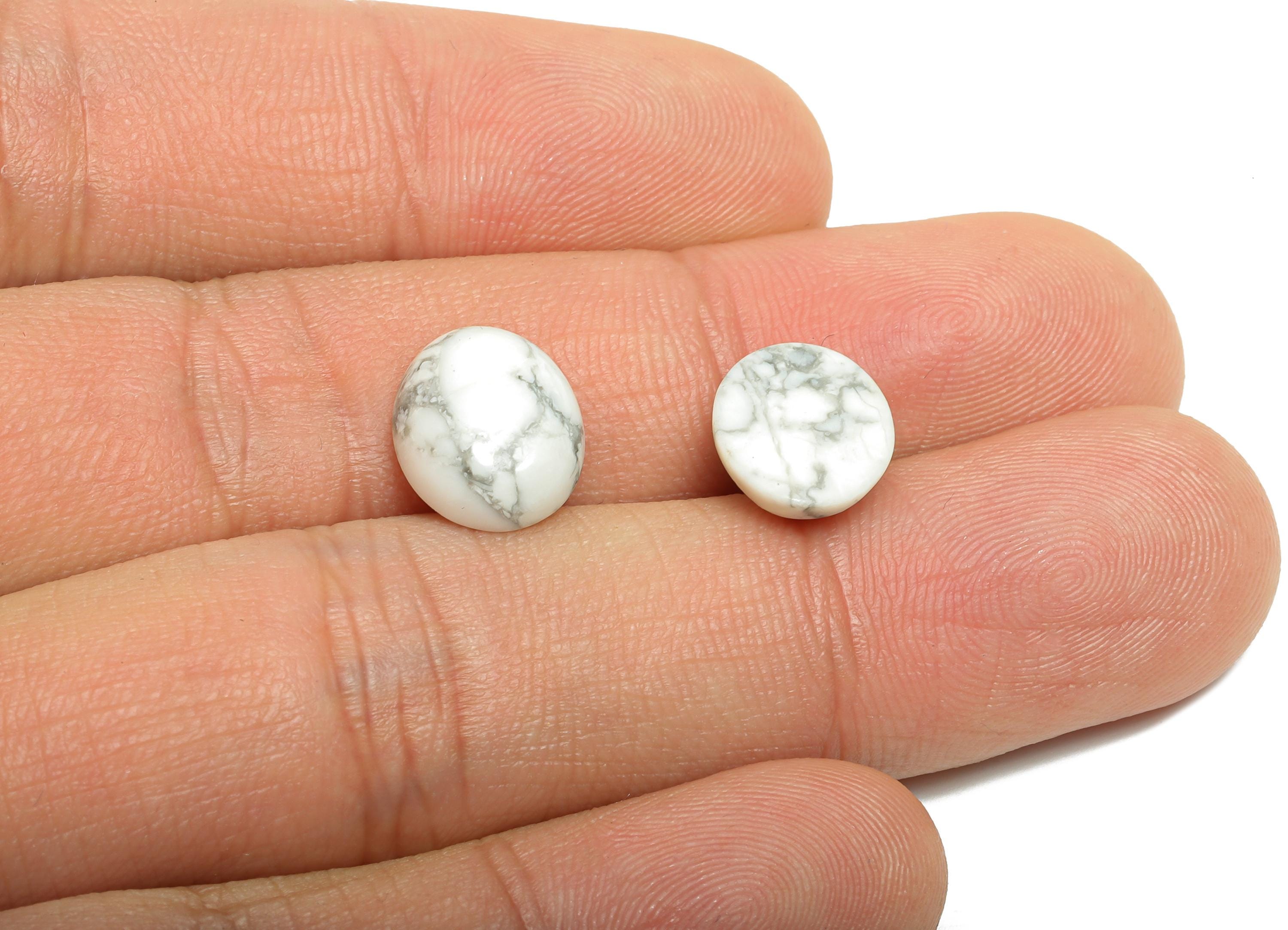 10*12mm White Turquoise Natural Stone - Oval Cabochon for DIY Making - Setting Stone for Ring or Pendant - Decorative Gemstone - NS2900 - DOMEDBAZAAR
