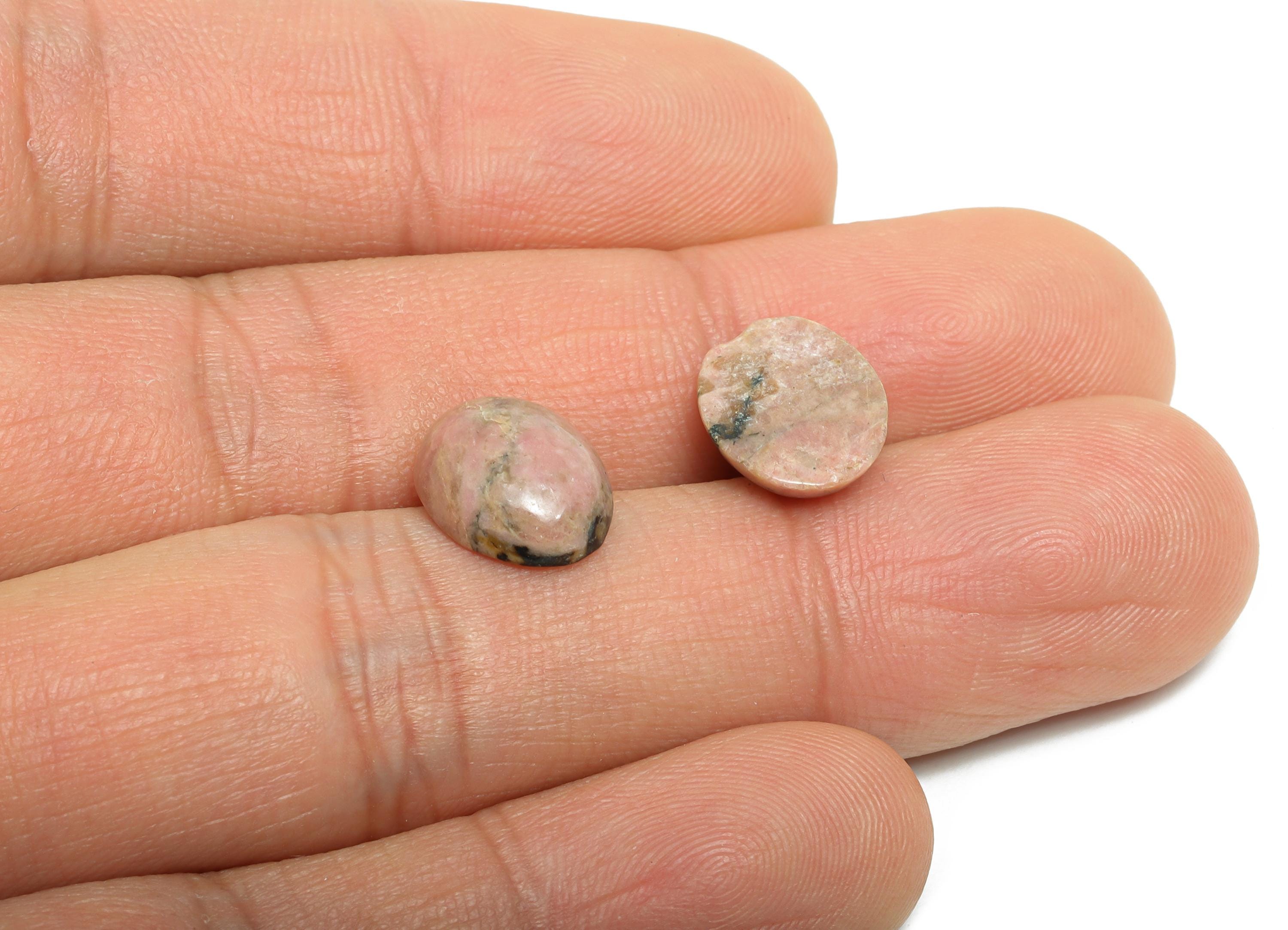 10*12mm Inner Line Rhodochrosite Natural Stone - Oval Cabochon for DIY Making - Setting Stone for Ring or Pendant - Decorative Stone -NS2904 - DOMEDBAZAAR