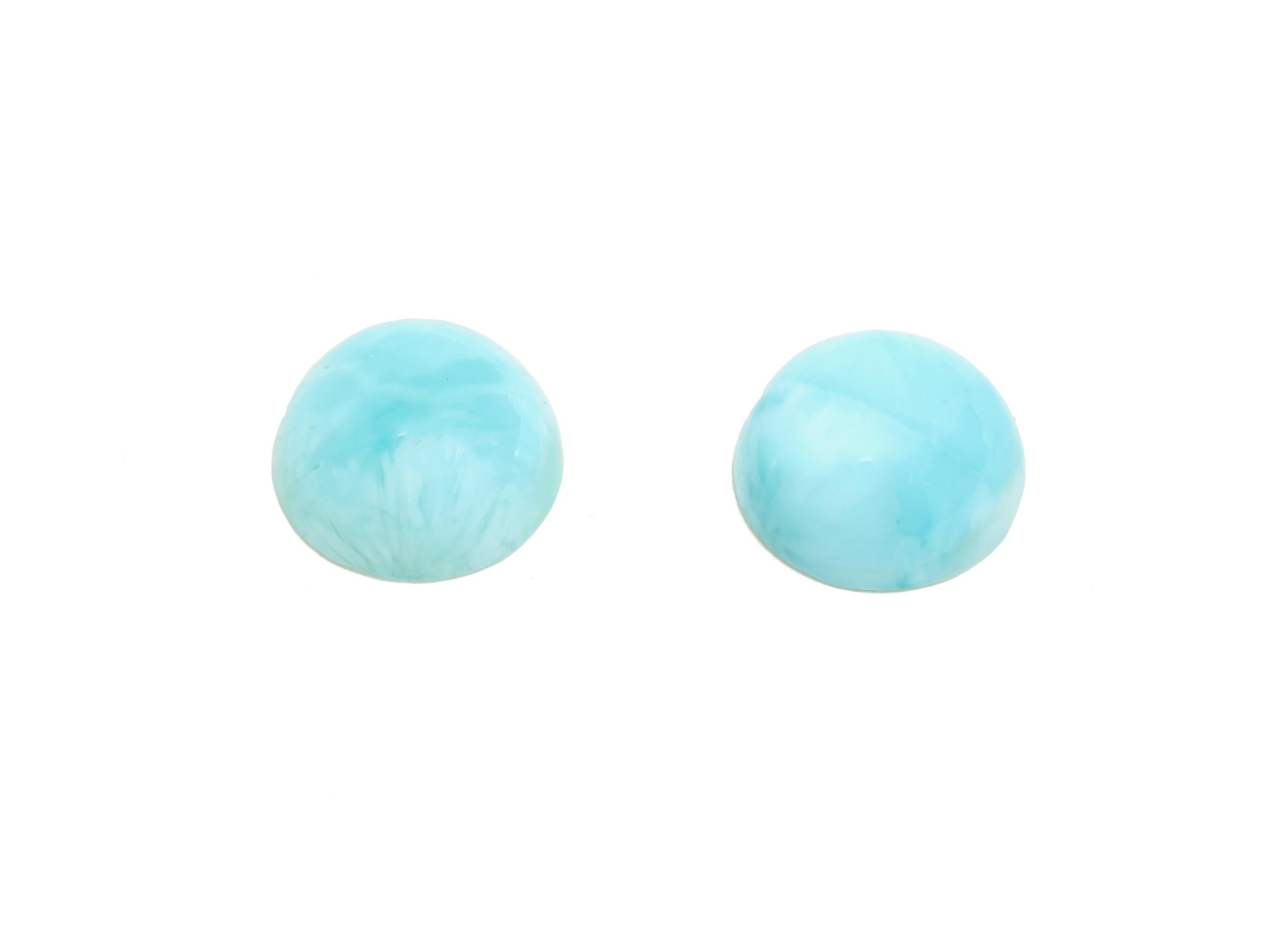 9mm Round Larimar Natural Stone - Blue Larimar Cabochon For Crafts - Larimar Stone For Bezel Setting - Larimar For Jewelry Making - NS2744 - DOMEDBAZAAR