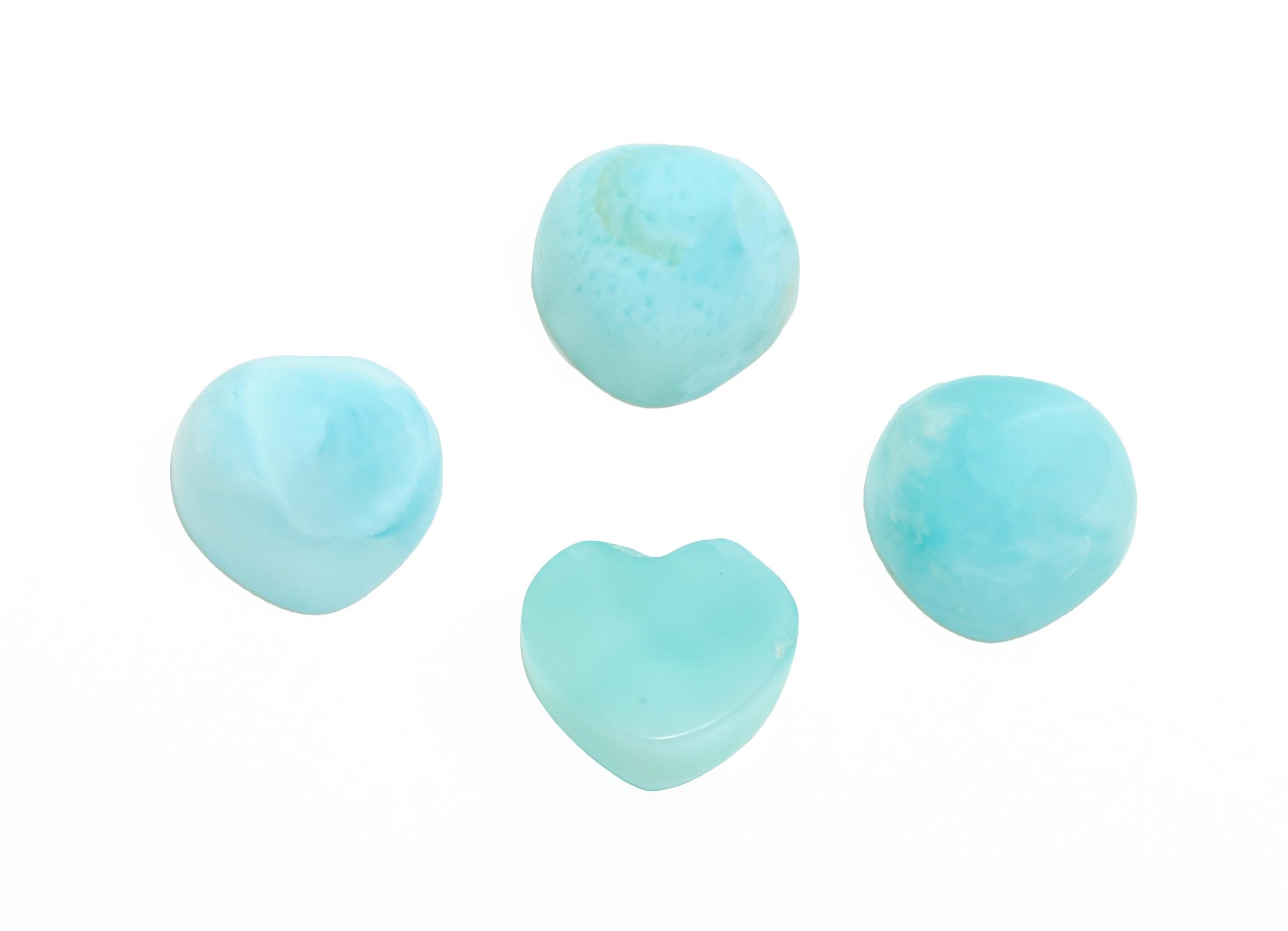 8mm Heart Larimar Natural Stone - Blue Larimar Cabochon For Crafts - Larimar Stone For Bezel Setting - Larimar For Jewelry Making - NS2747 - DOMEDBAZAAR