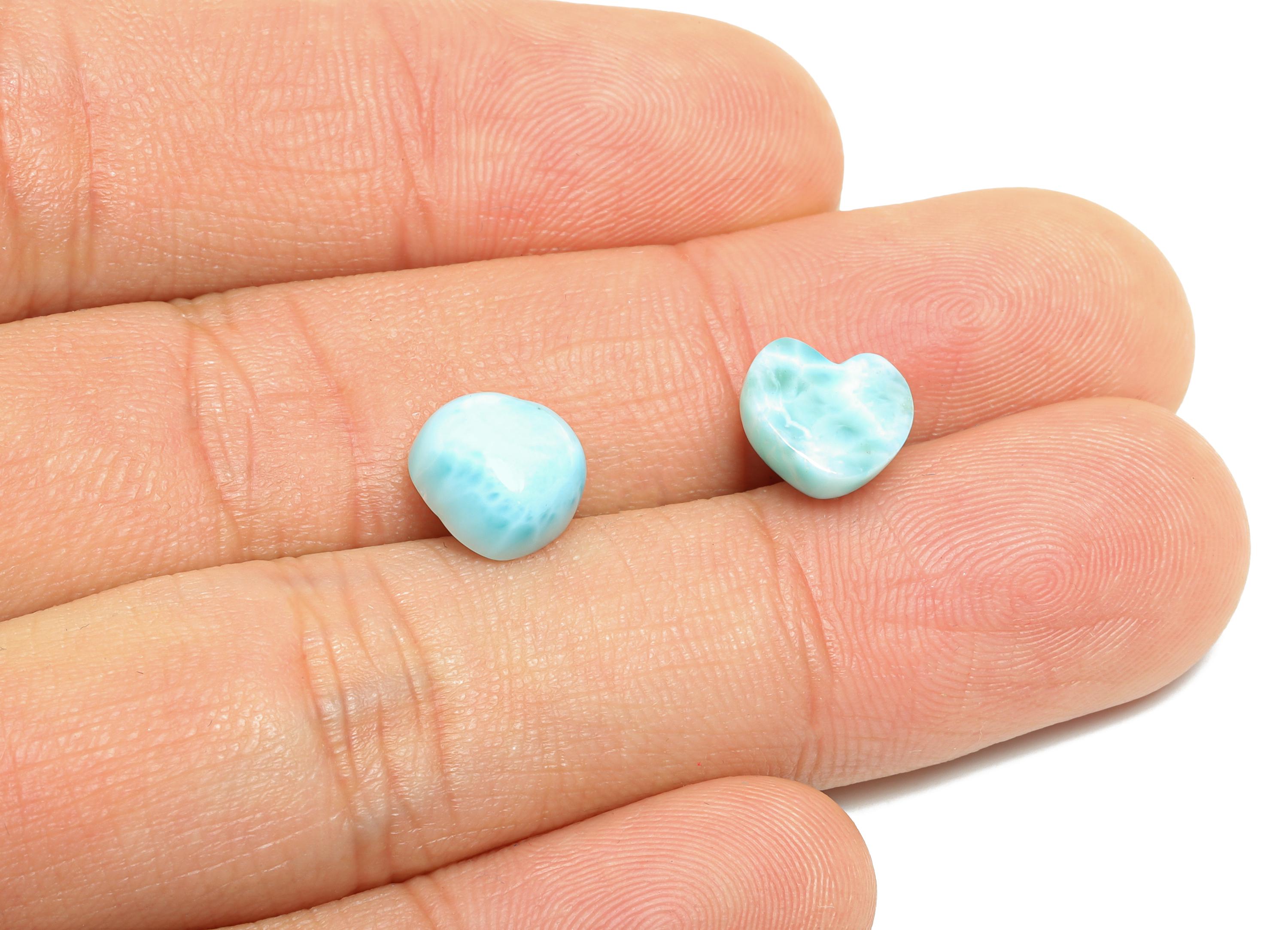 9mm Heart Larimar Natural Stone - Blue Larimar Cabochon For Crafts - Larimar Stone For Bezel Setting - Larimar For Jewelry Making - NS2748 - DOMEDBAZAAR