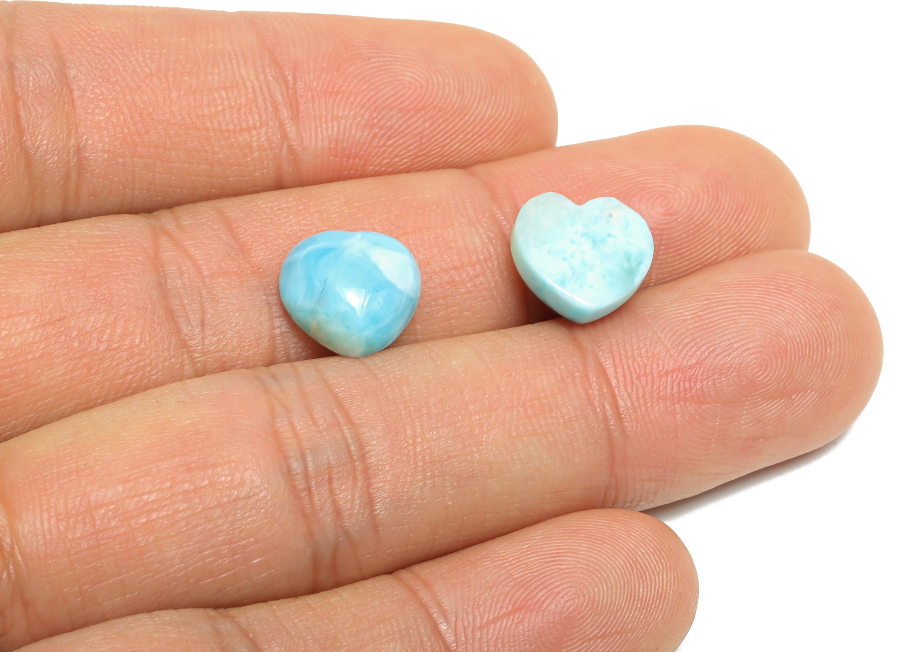 11mm Heart  Larimar Natural Stone - Blue Larimar Cabochon For Crafts - Larimar Stone For Bezel Setting - Larimar For Jewelry Making - NS2749 - DOMEDBAZAAR