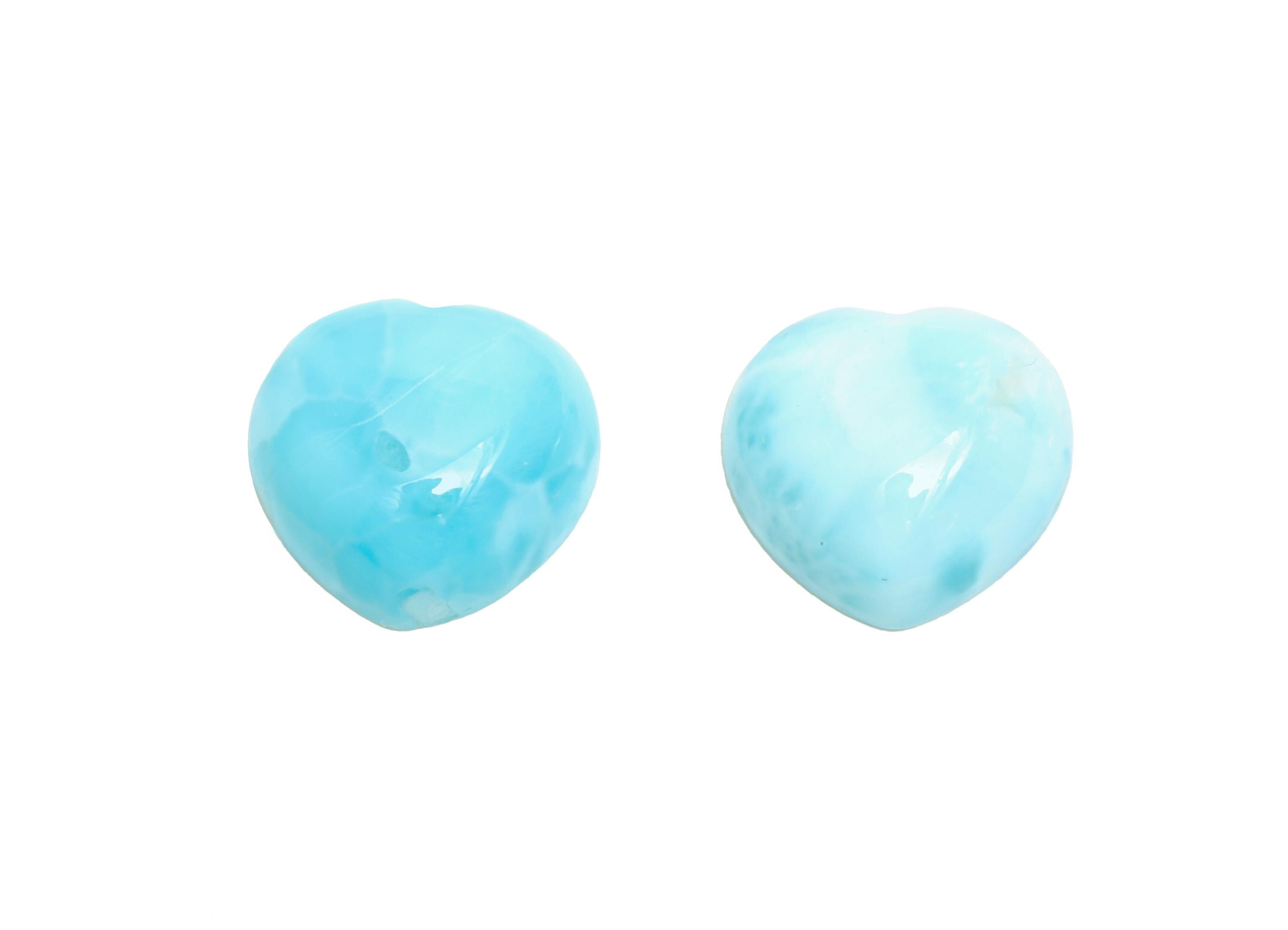12mm Heart Larimar Natural Stone - Blue Larimar Cabochon For Crafts - Larimar Stone For Bezel Setting - Larimar For Jewelry Making - NS2750 - DOMEDBAZAAR