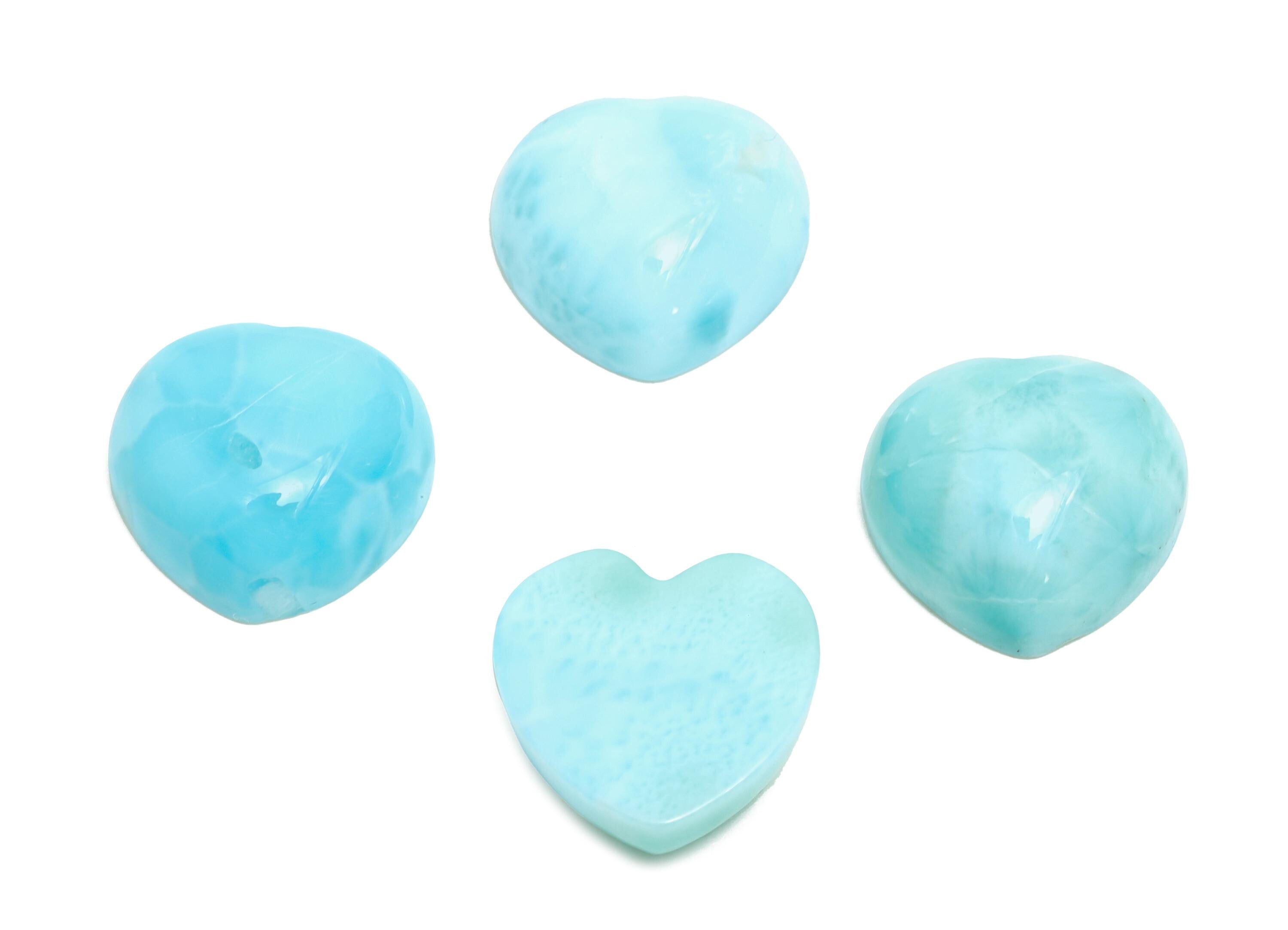 12mm Heart Larimar Natural Stone - Blue Larimar Cabochon For Crafts - Larimar Stone For Bezel Setting - Larimar For Jewelry Making - NS2750 - DOMEDBAZAAR