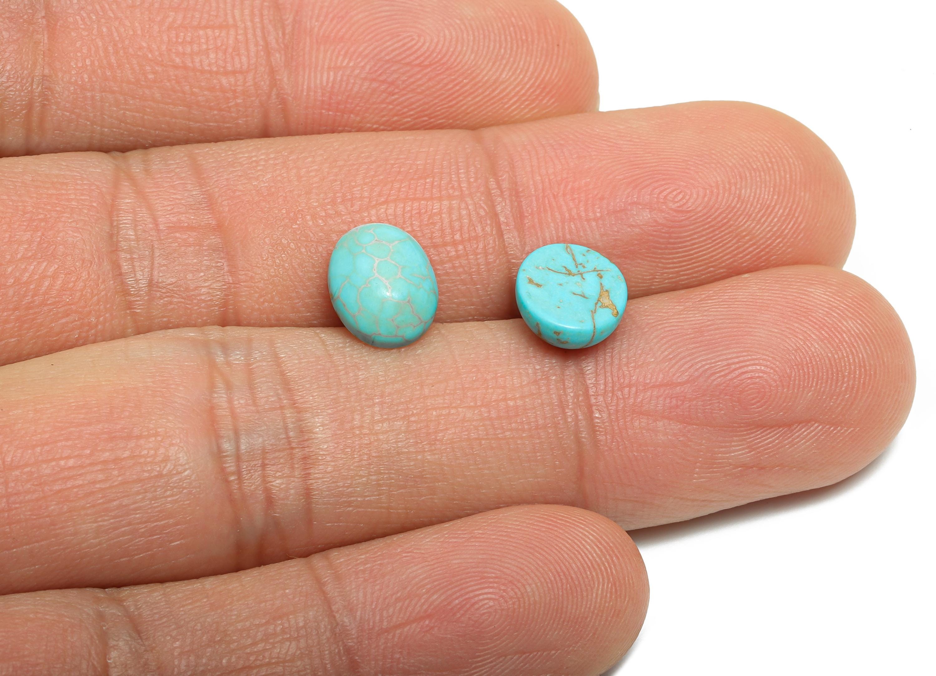 8*10mm Turquoise Natural Stone - Oval Cabochon for Bezel Setting - Setting Stone for Ring or Pendant - DIY Craft Gemstone Making - NS2939 - DOMEDBAZAAR