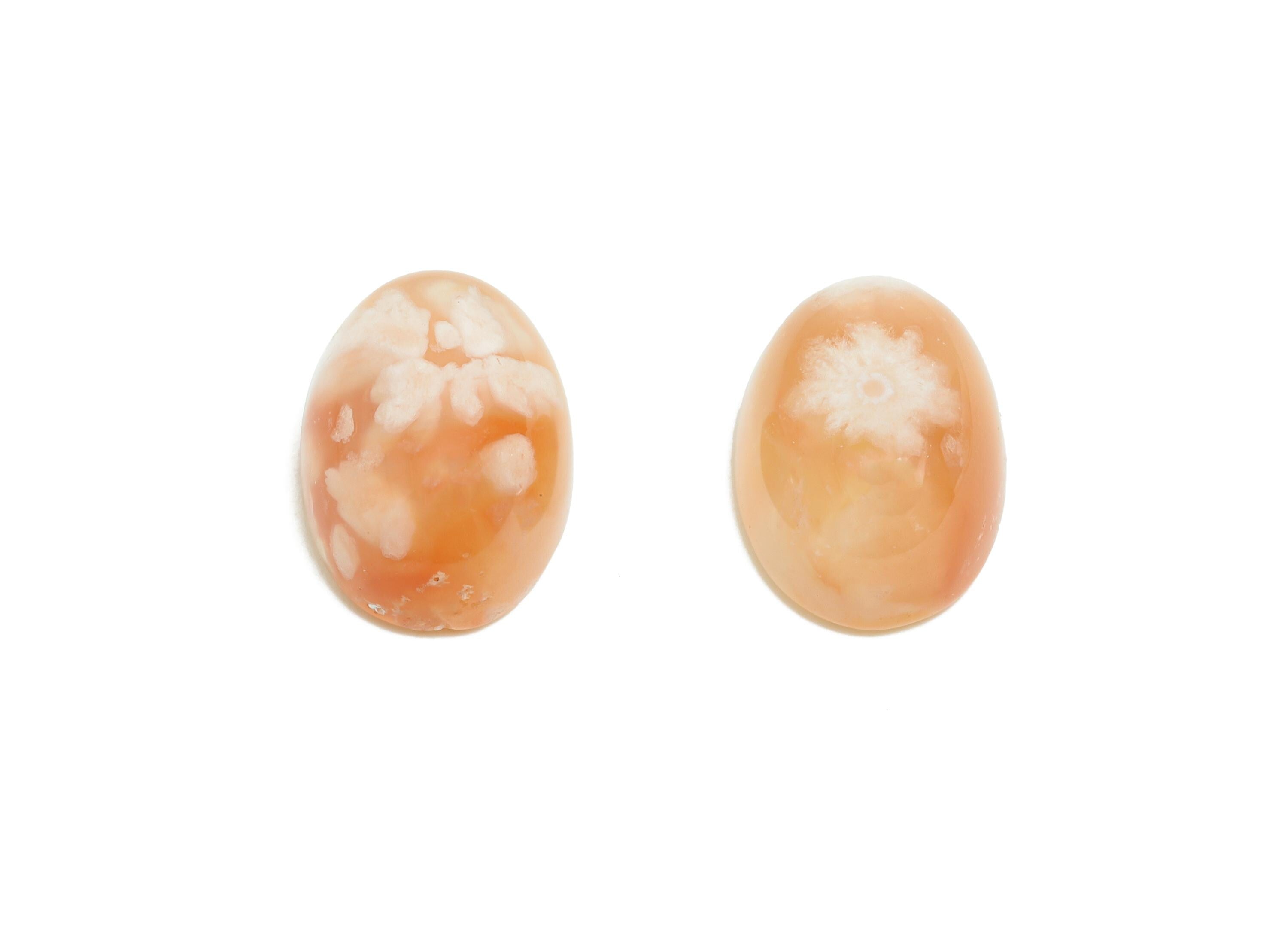 10*14mm Cabochon Oval Sakura Agate - Flower Agate Stone For Crafts - Healing Smooth Flower Agate Cabochon Setting For Jewelry Making -NS2758 - DOMEDBAZAAR