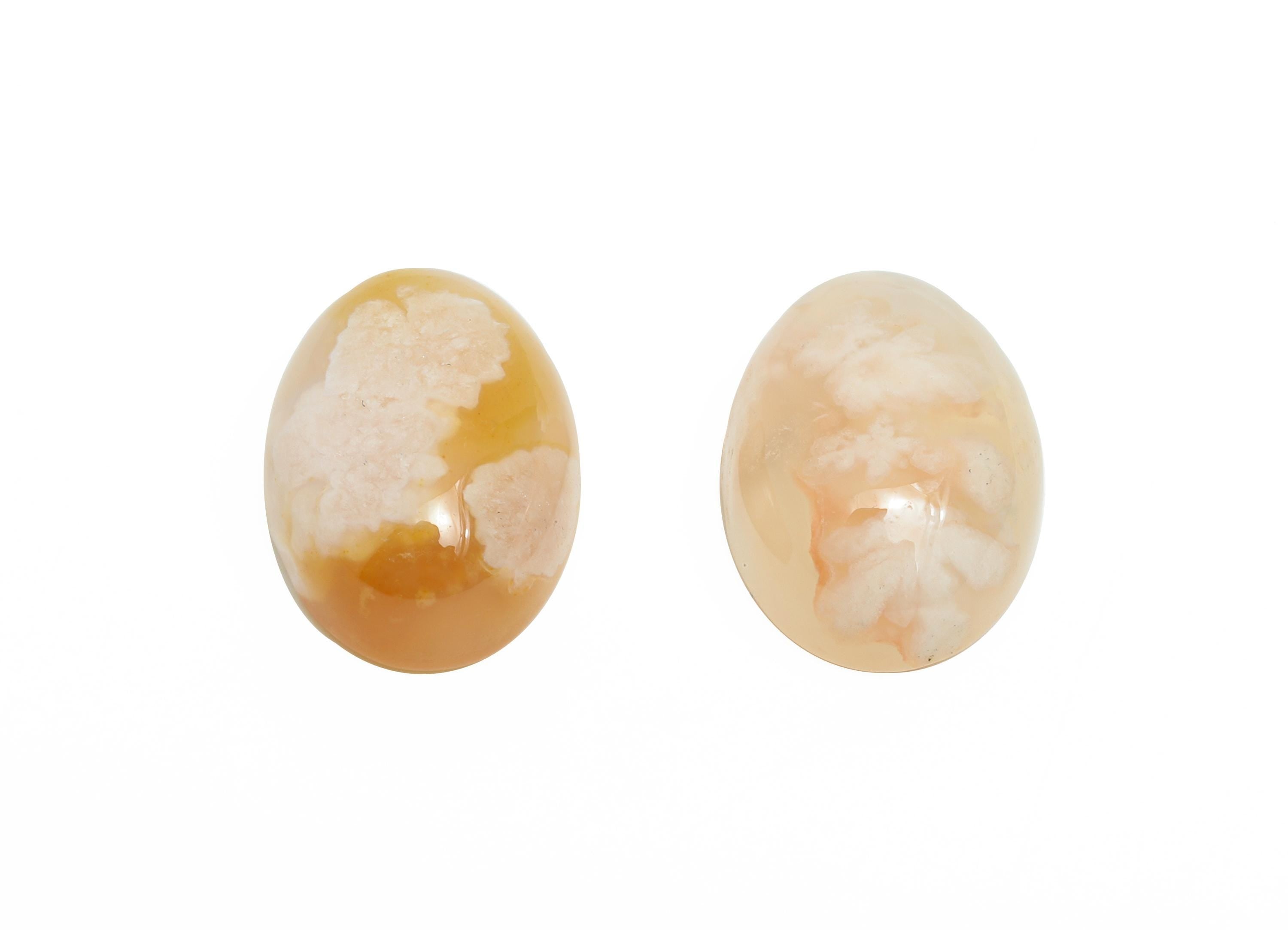 12*16mm Cabochon Oval Sakura Agate - Flower Agate Stone For Crafts - Smooth Flower Agate Cabochon Setting For Jewelry Making - NS2759 - DOMEDBAZAAR